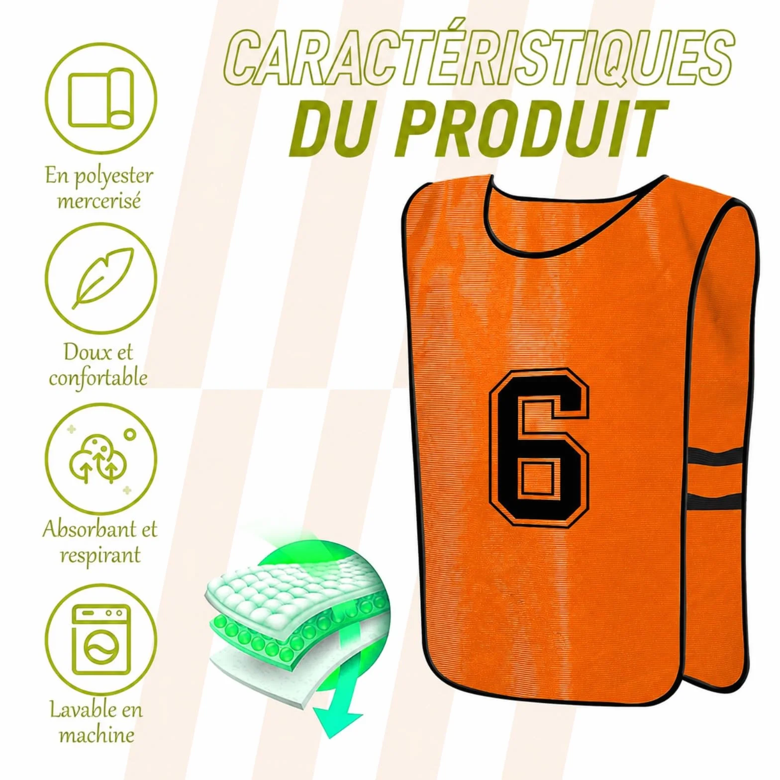 Lot de 12 Chasubles de Football Réversibles Numérotées pour Adultes – Gilets d’Entraînement Respirants – Taille XL – Orange/Bleu