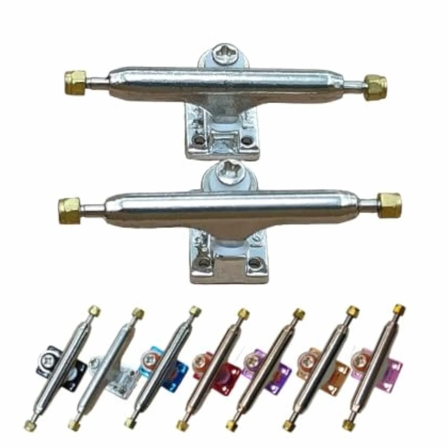 Leefai Trucks de touche professionnels 32-34 mm Forme G3 Axe simple Mini outil de skateboard inversé Vis quincaillerie Plaque de base plaquée Argent 34 mm