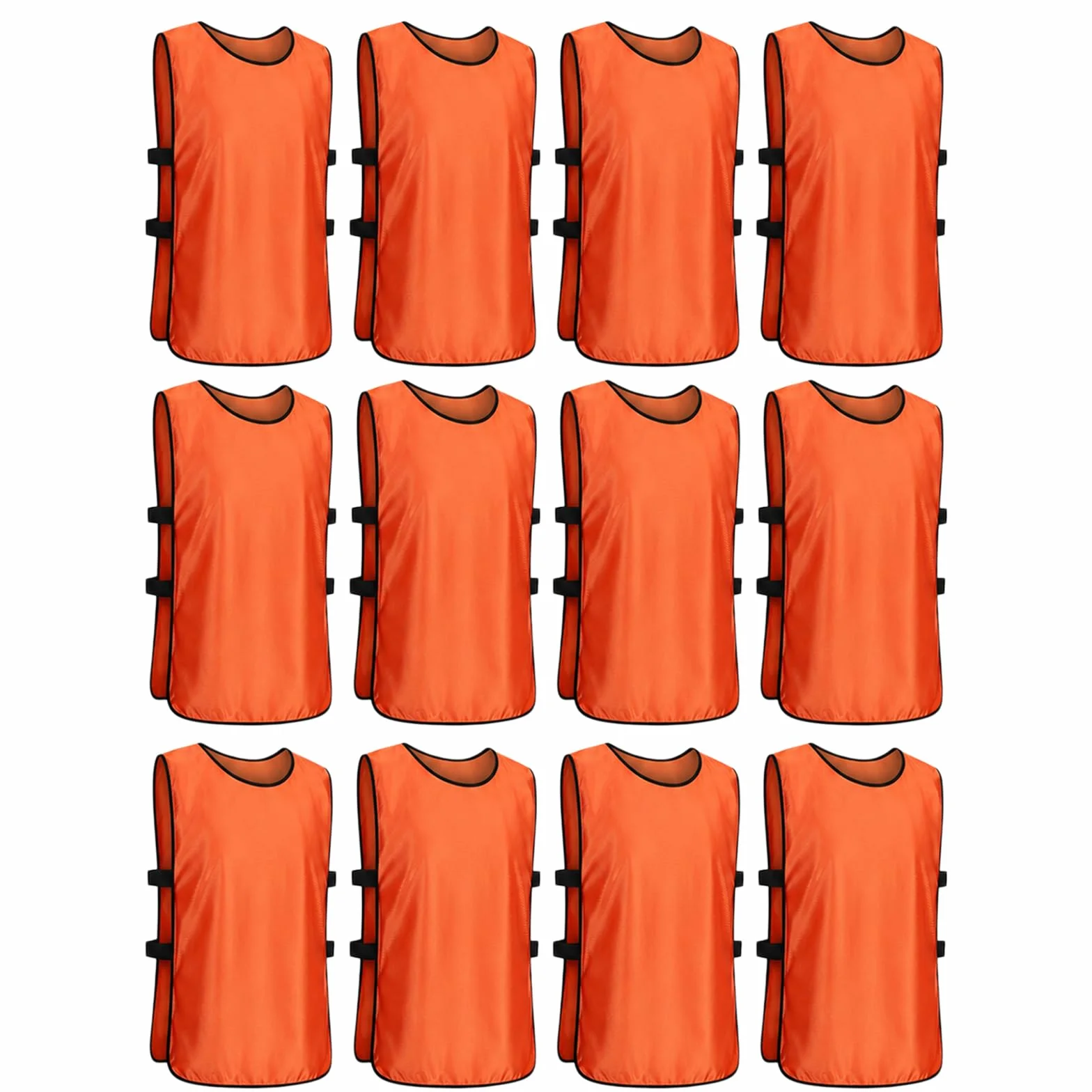 Lot de 12 Chasubles de Football pour Adultes et Jeunes, Gilet d'Entraînement Respirant, Orange, 70 x 47 cm