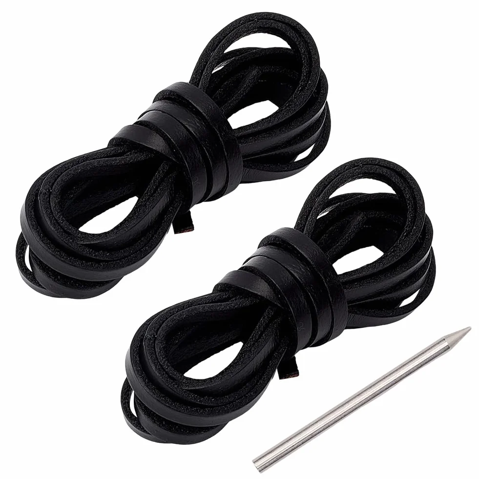 GORGECRAFT Kit de Remplacement de Lacets en Cuir de Vache Noir pour Gants de Baseball 4.4 Yard