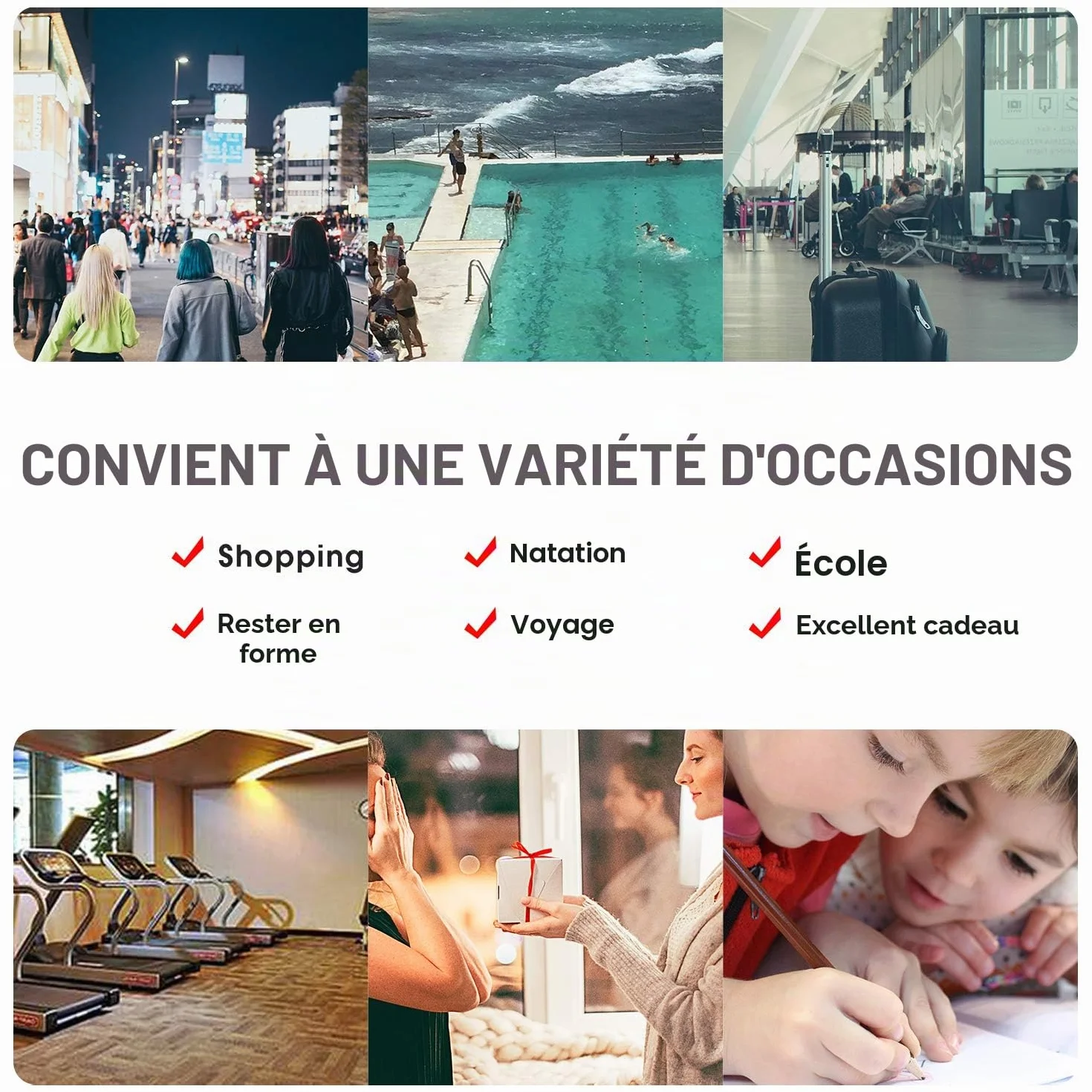 WANDF Sac de Sport à Dos avec Poche Extérieure Cordon Réglable