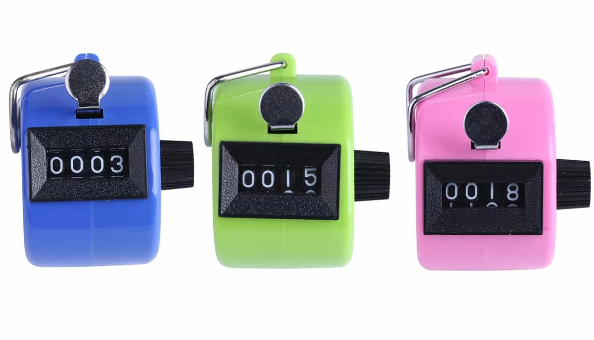 Podomètre à clic Manuel 3 pièces, Compteur de quantité mécanique en Plastique, pour entraîneur Sportif Vert Rose Bleu