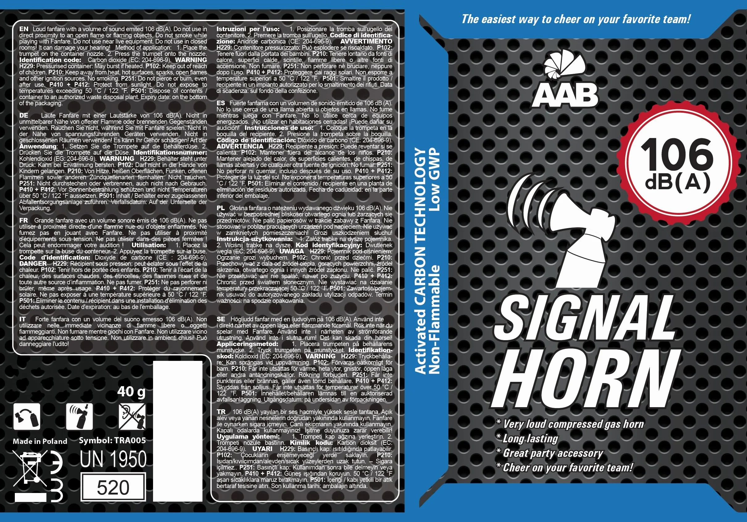 AABCOOLING Signal Horn 106 DB(A) Klaxon à Air Comprimé pour Supporters