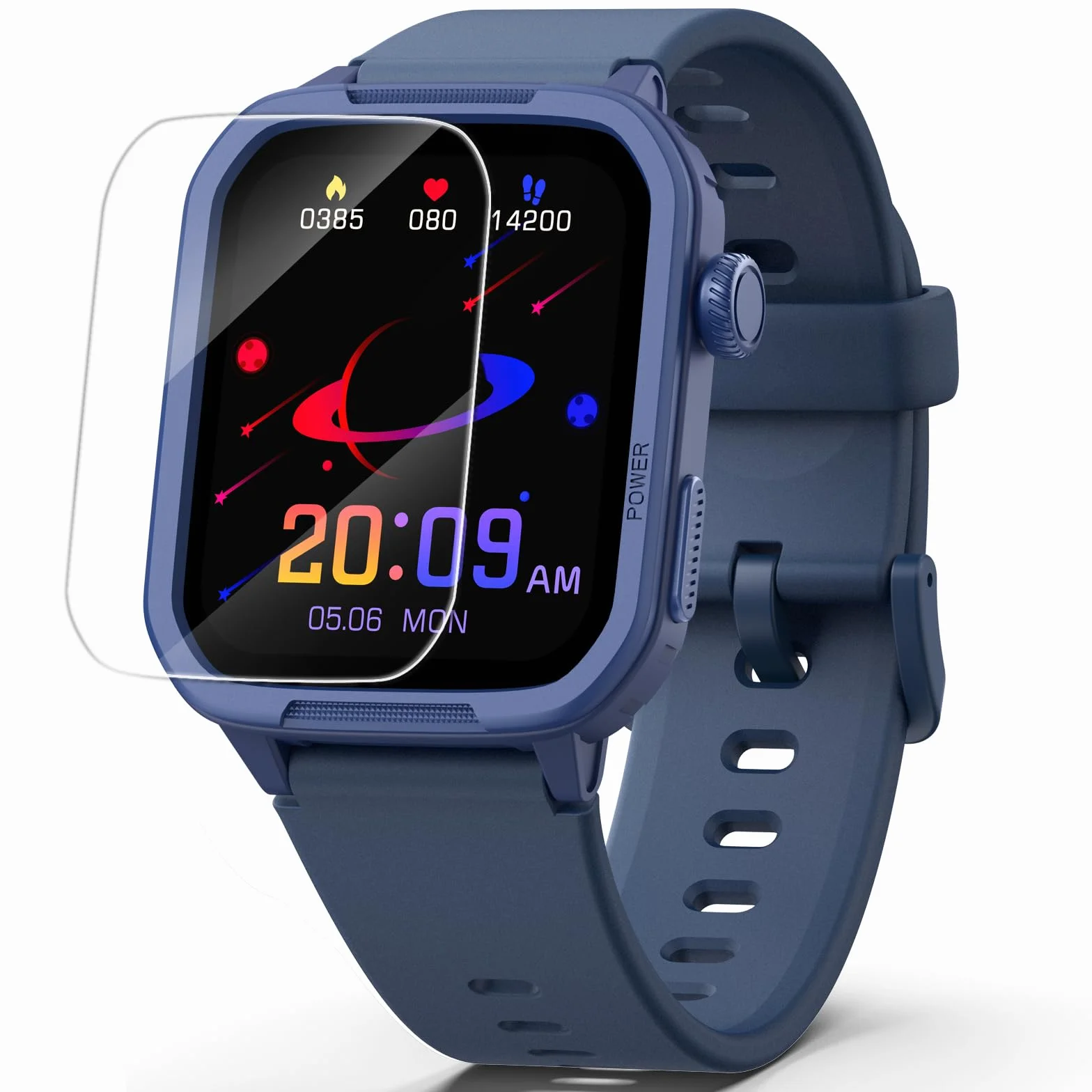 Montre connectée enfant 1.5" podomètre 19 modes entraînement fréquence cardiaque suivi sommeil étanche cadeau filles garçons 6-15 ans bleu