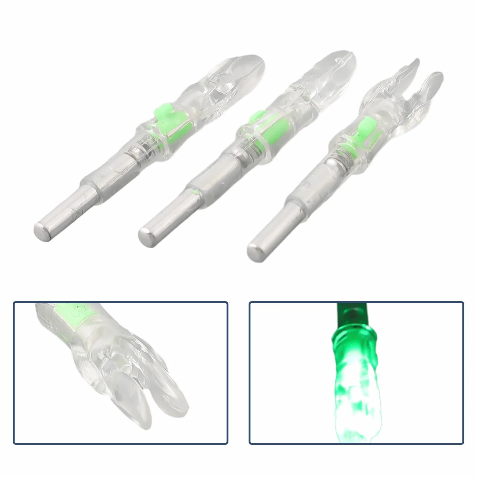 Encoches de flèche lumineuses à LED 4,2 mm, lot de 3, rouge/bleu/vert, allumage automatique, batterie longue durée, PE