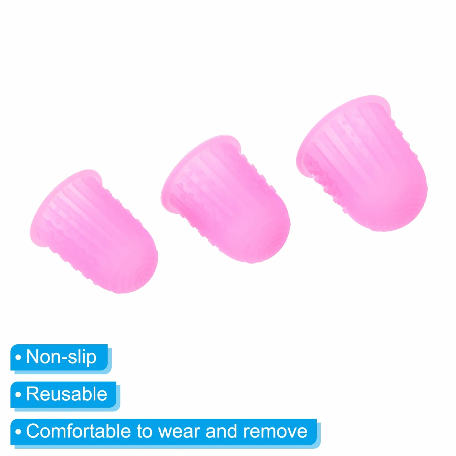 PATIKIL Silicone Finger Protectors, 15 Pcs Thumb Cushions, 3 Sizes, Pink
