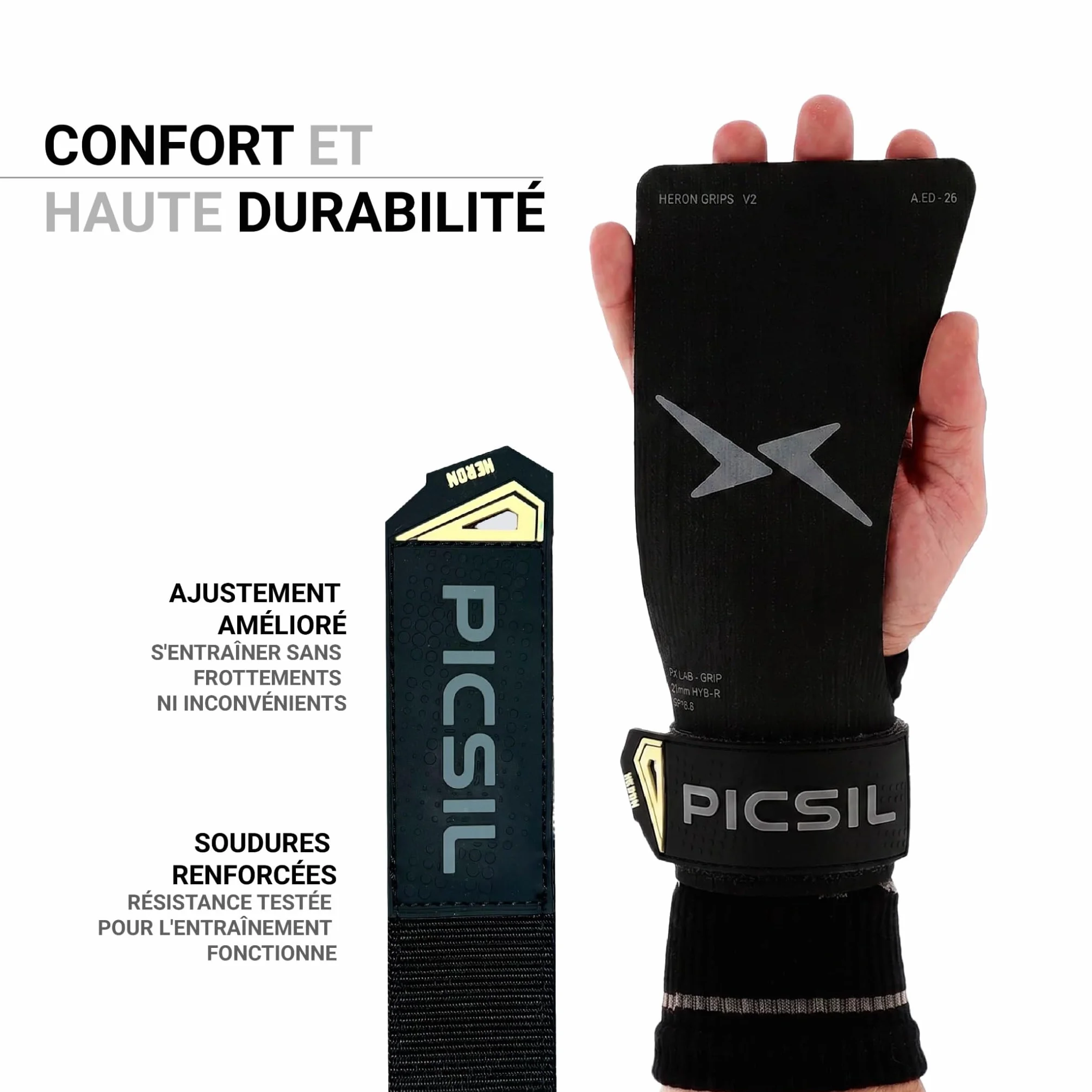 Maniques Heron PICSIL pour WOD Cross Training Calisthenics Fitness avec Étui Protège-Poignets