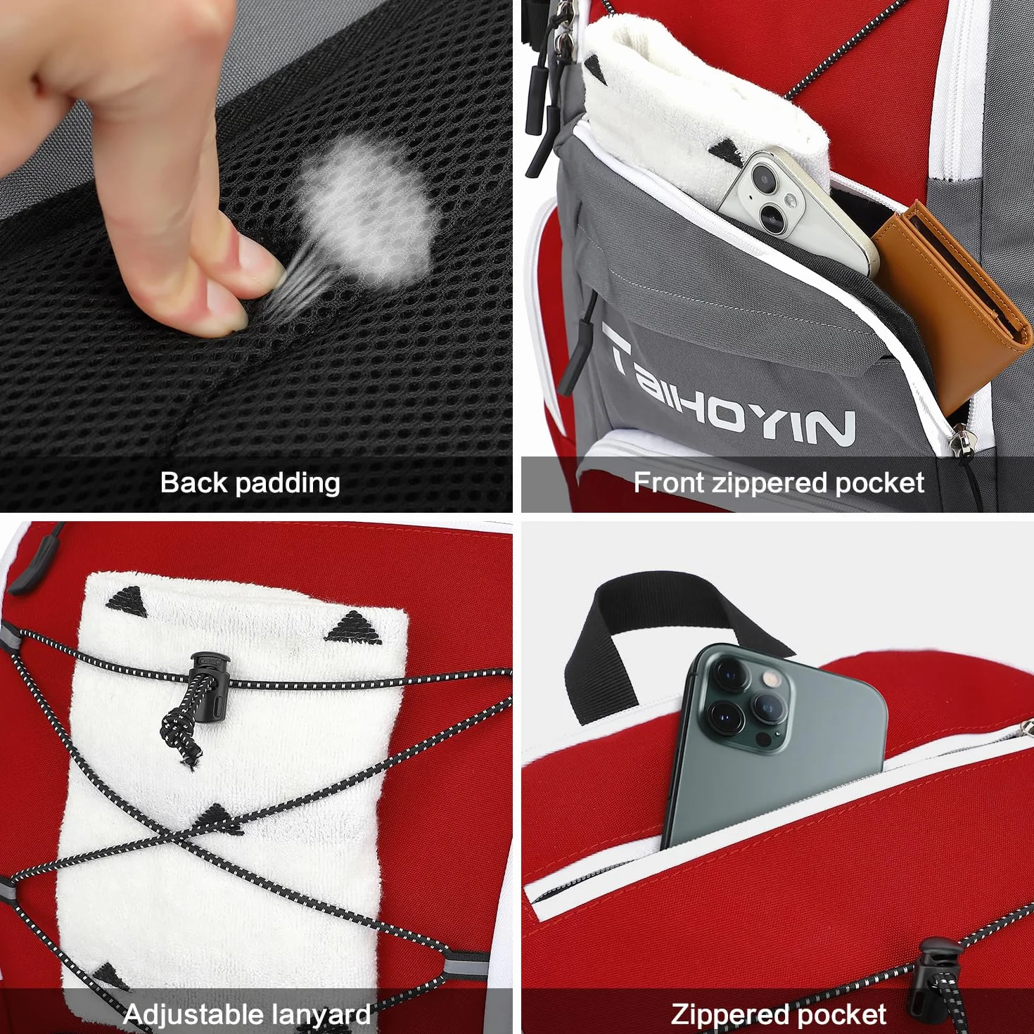 Sac à dos de baseball pour équipement, batte, gants, casque et accessoires, grand compartiment principal