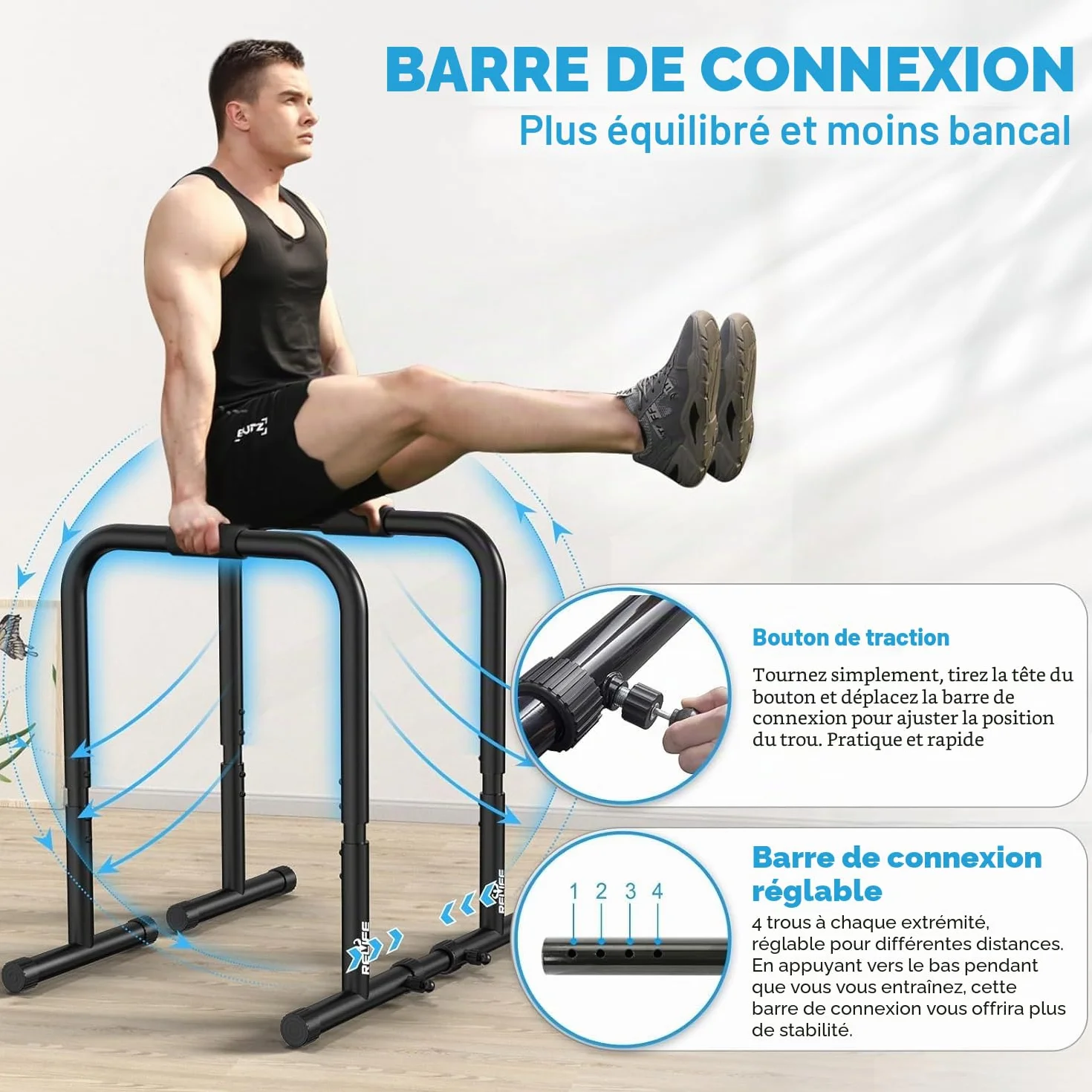 REBUILD YOUR LIFE Dips Barre Parallèle Station de Musculation Réglable