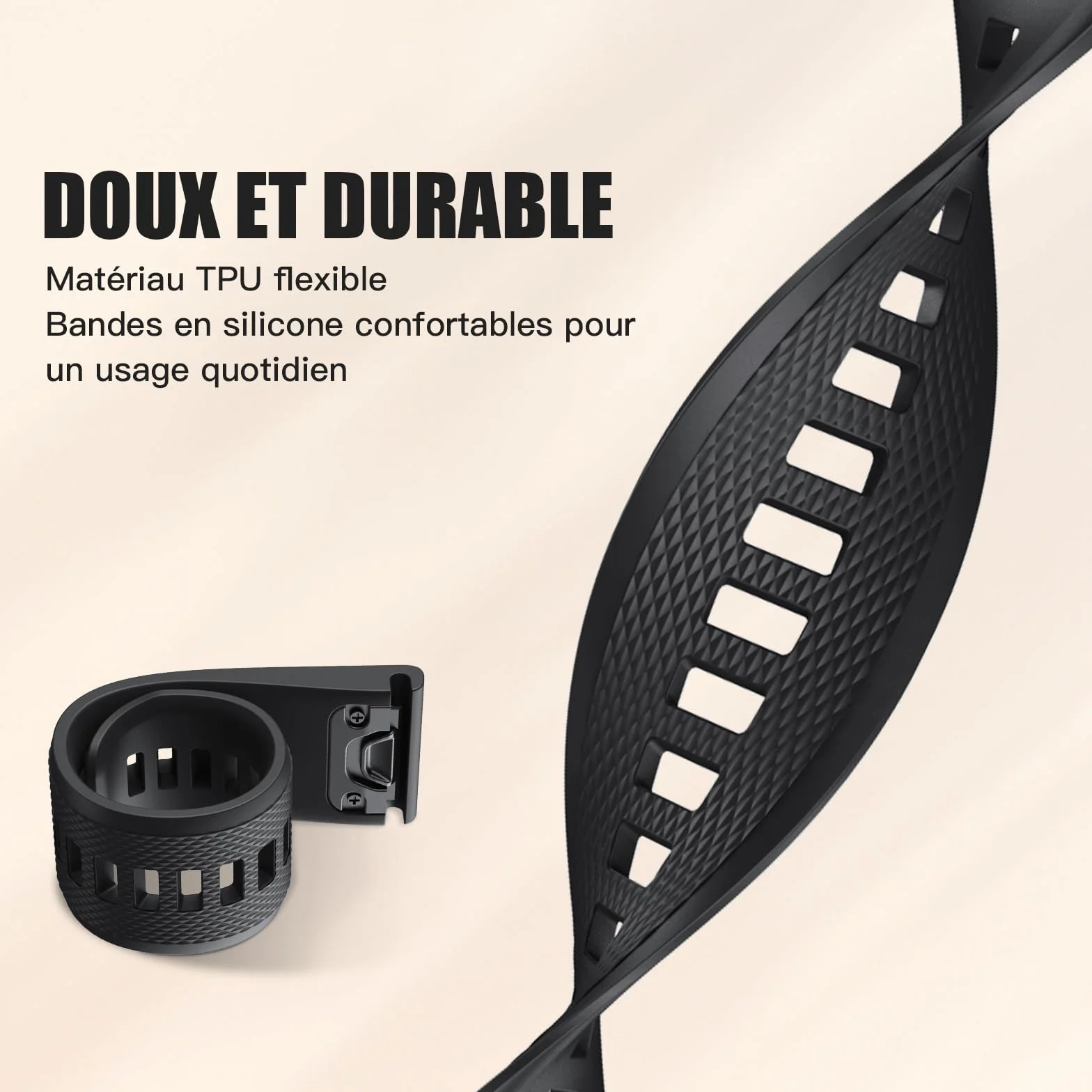 Bracelet Quickfit 22mm pour Garmin Fenix 5/6/7/7 pro/6 pro/5 plus, Forerunner 935/945/955/965, Epix Gen 2, Instinct/2, Approach S60, Quatix 7/6/5/7 pro (Noir)