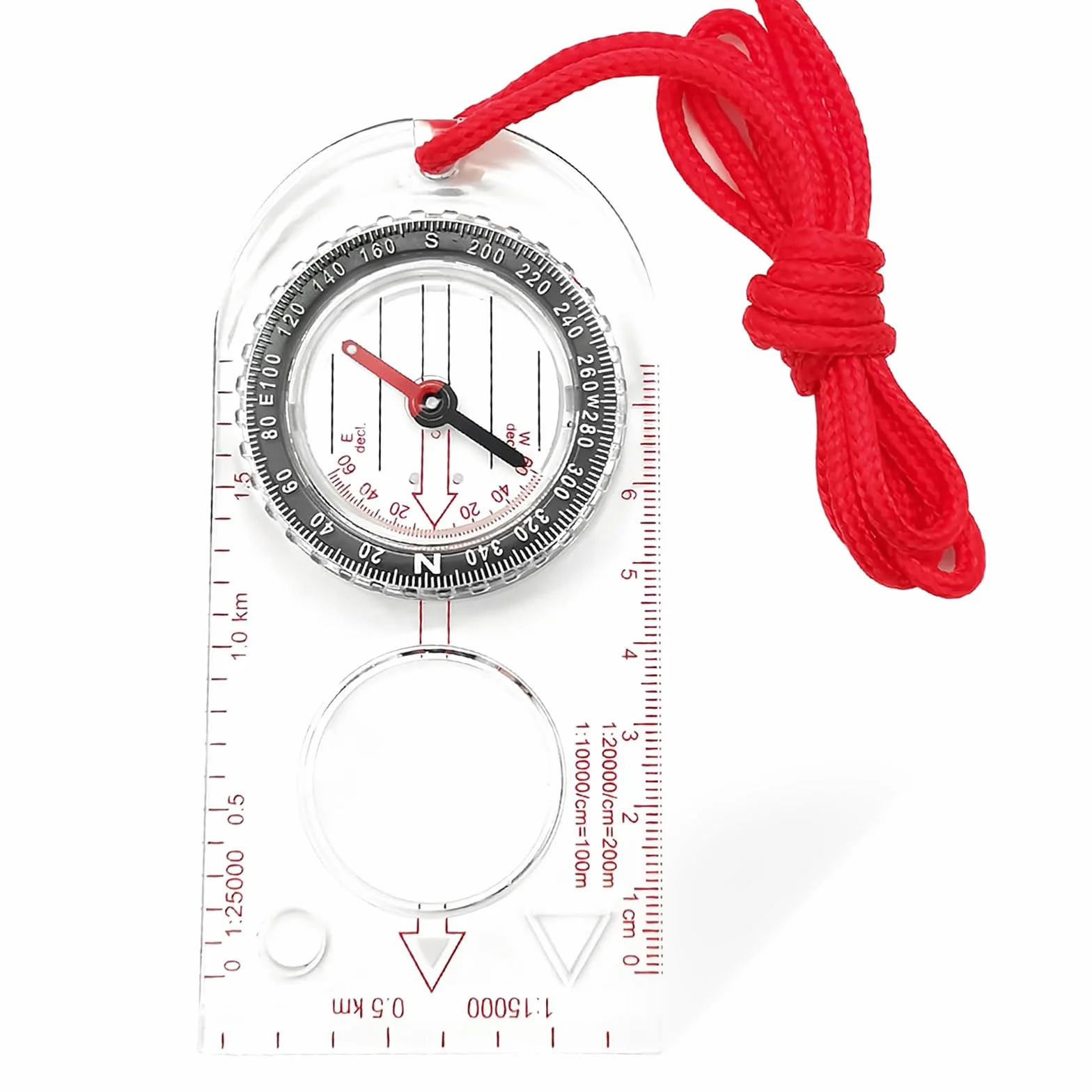 Boussole de Navigation Transparente Compas d'Orientation avec Déclinaison Réglable pour Randonnée Camping Sport Plein air