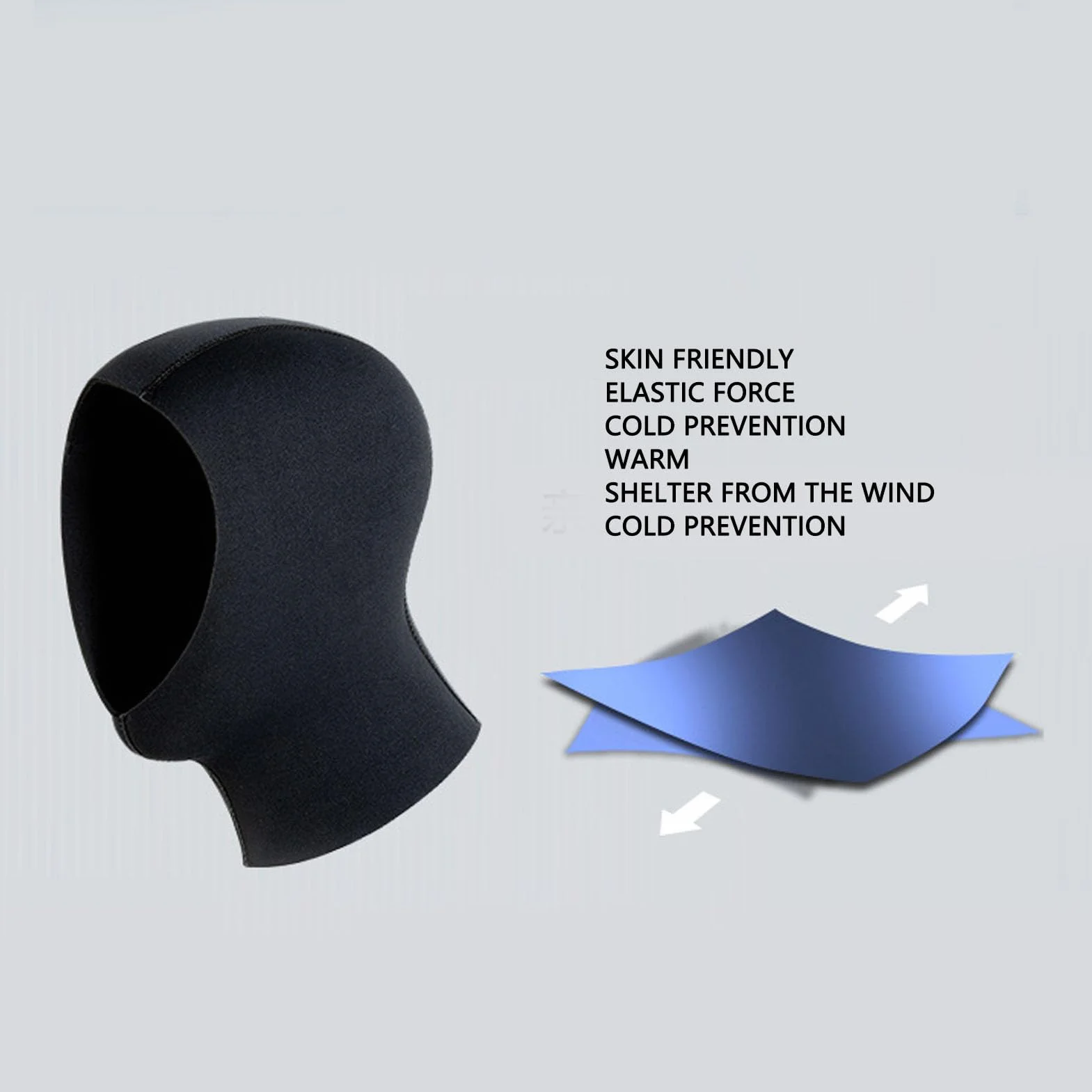 Cagoule de Plongée 5MM avec Protection Oreilles Tête Solaire Couverture Cou Ventilée Surf Apnée (L XL)