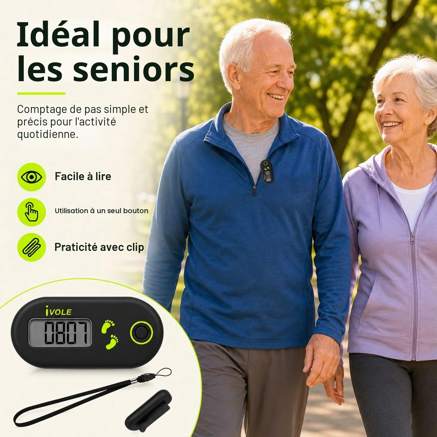 Podomètre 3D Numérique Portable avec Clip pour la Marche