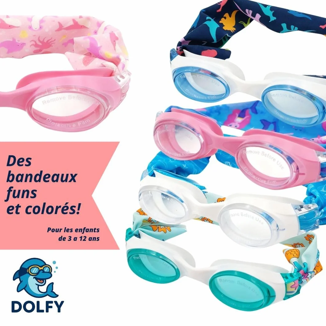 DOLFY Lunettes Piscine Enfant Fille Violet 3-12 Ans Anti-Buée Protection UV