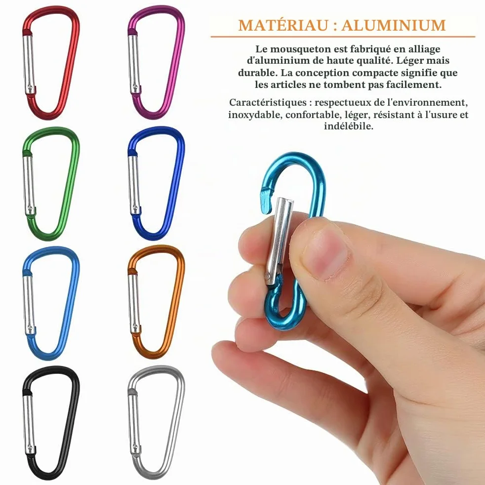 TIMESETL Mini Mousqueton Porte-clés en Alliage d'aluminium 80Pcs, Charge 5 kg