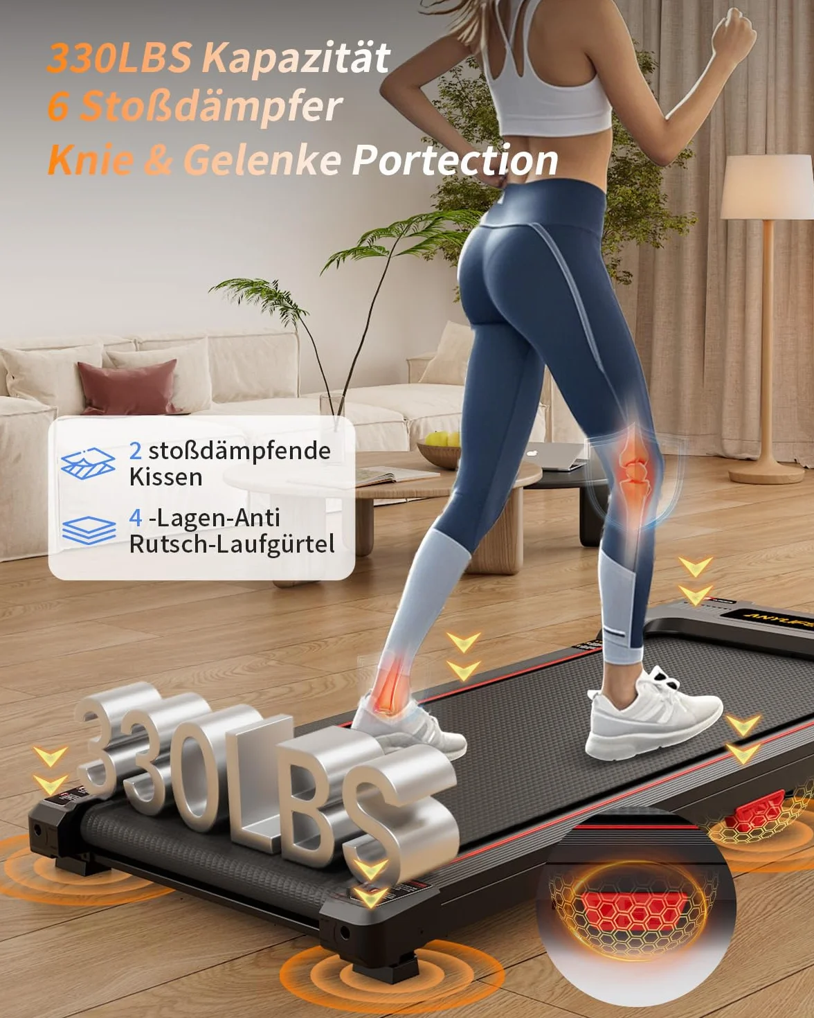 Anylife Tapis de Course Inclinable, Walking Pad Silencieux, Charge 150Kg