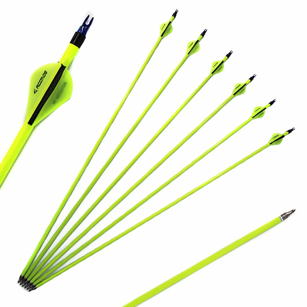 ACCMOS 6/12/24/48pièces Flèches Pro en Carbone Mixte 22.5-30pouces Spine 500 pour Arc Recurve Arc à Poulies