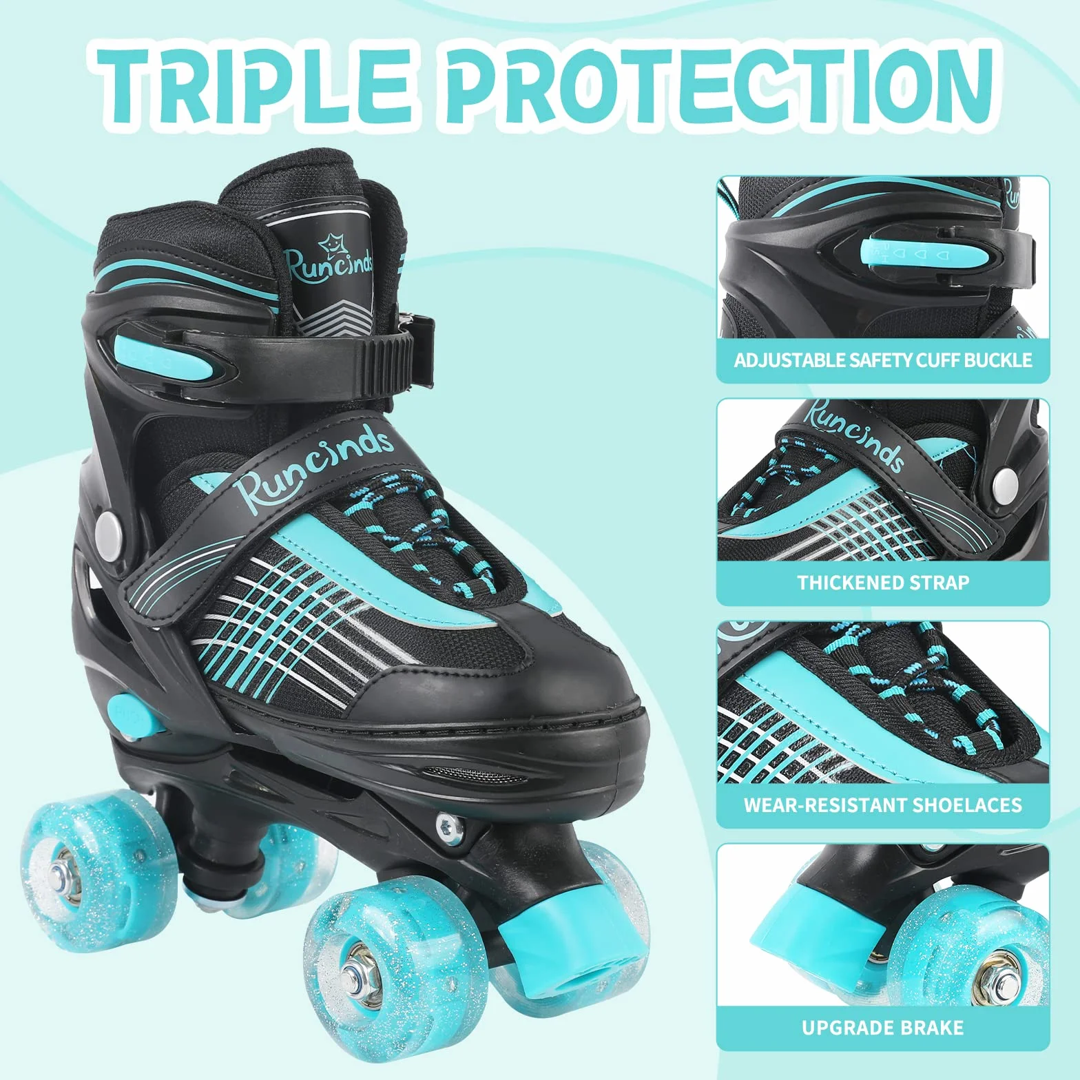 Patins à roulettes réglables pour Enfants avec Roues Lumineuses