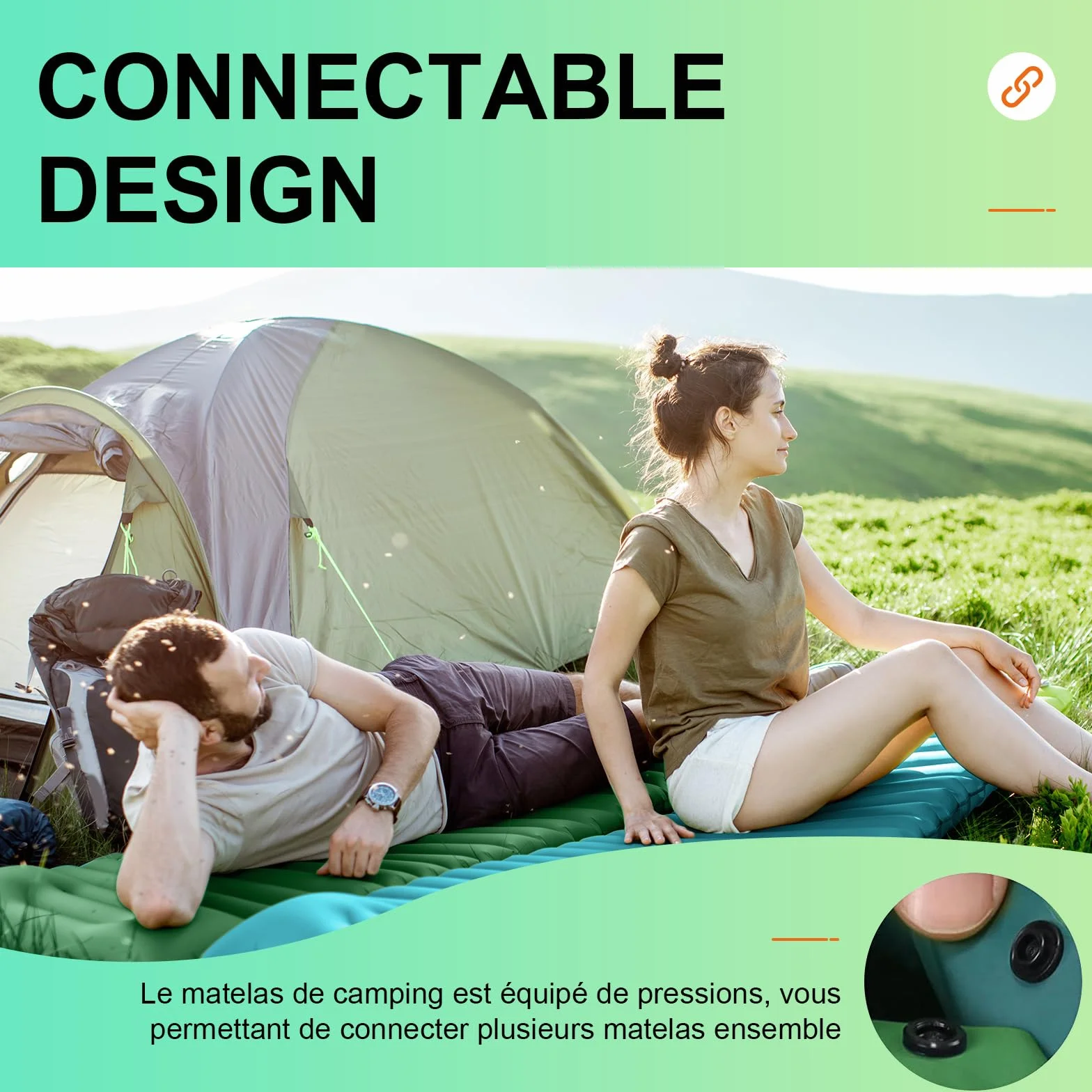 Matelas de Camping Autogonflant Ultraléger avec Pompe à Pied Portable pour Randonnée