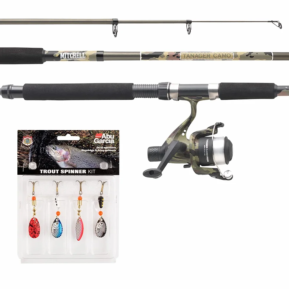 Mitchell Tanager Camouflage kit complet canne et moulinet avec fil et leurres pêche sandre brochet perche