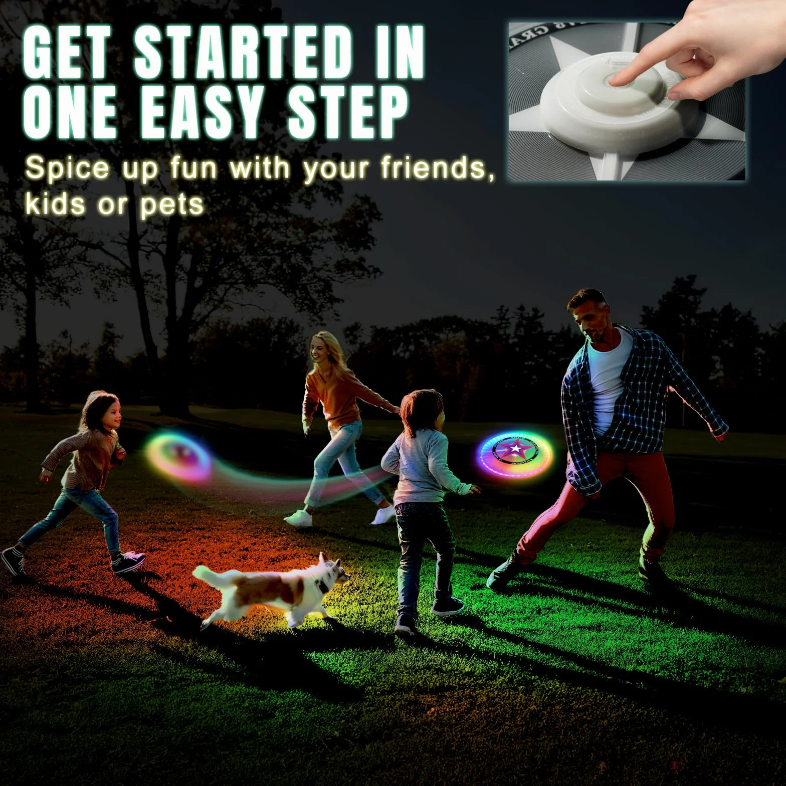 Disque volant à LED lumineux 175 g étanche jouet pour enfants adultes jardin camping