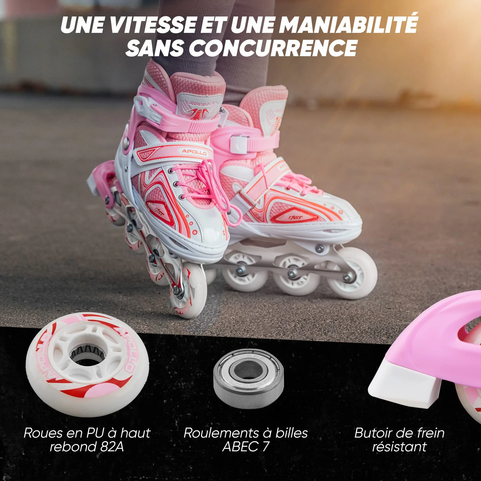 Apollo Super Blades X Pro Patins à roulettes Enfants Roues LED S M L