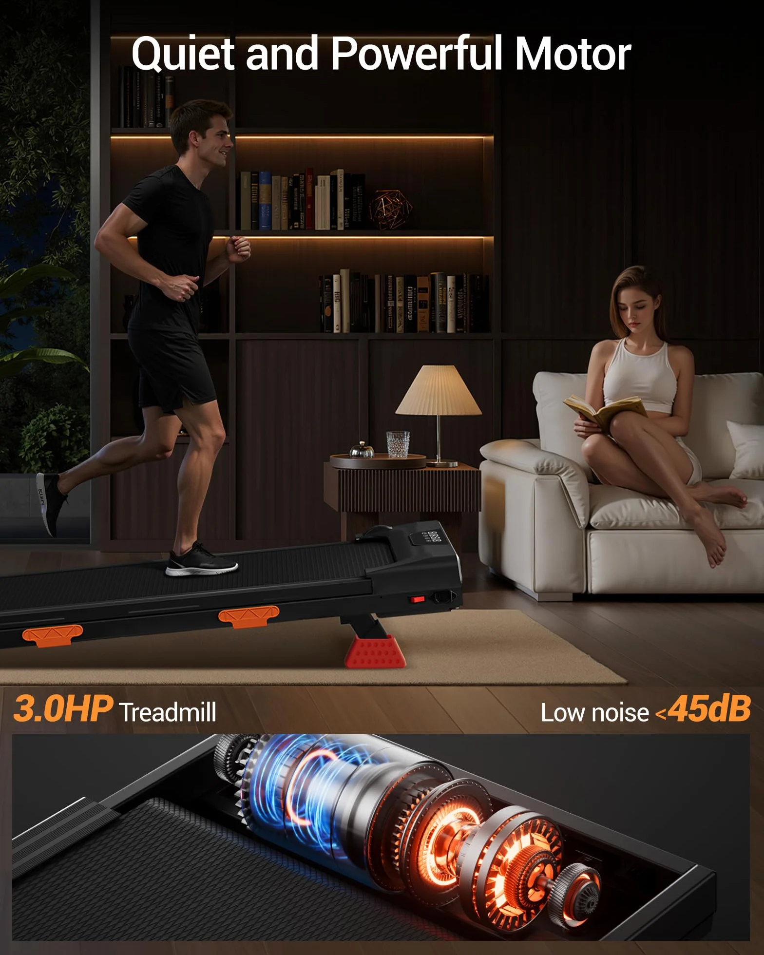 Tapis de Course LONTEK 3.0HP Inclinable 16% 10km/h avec Affichage LED et Télécommande pour Maison et Bureau 136kg