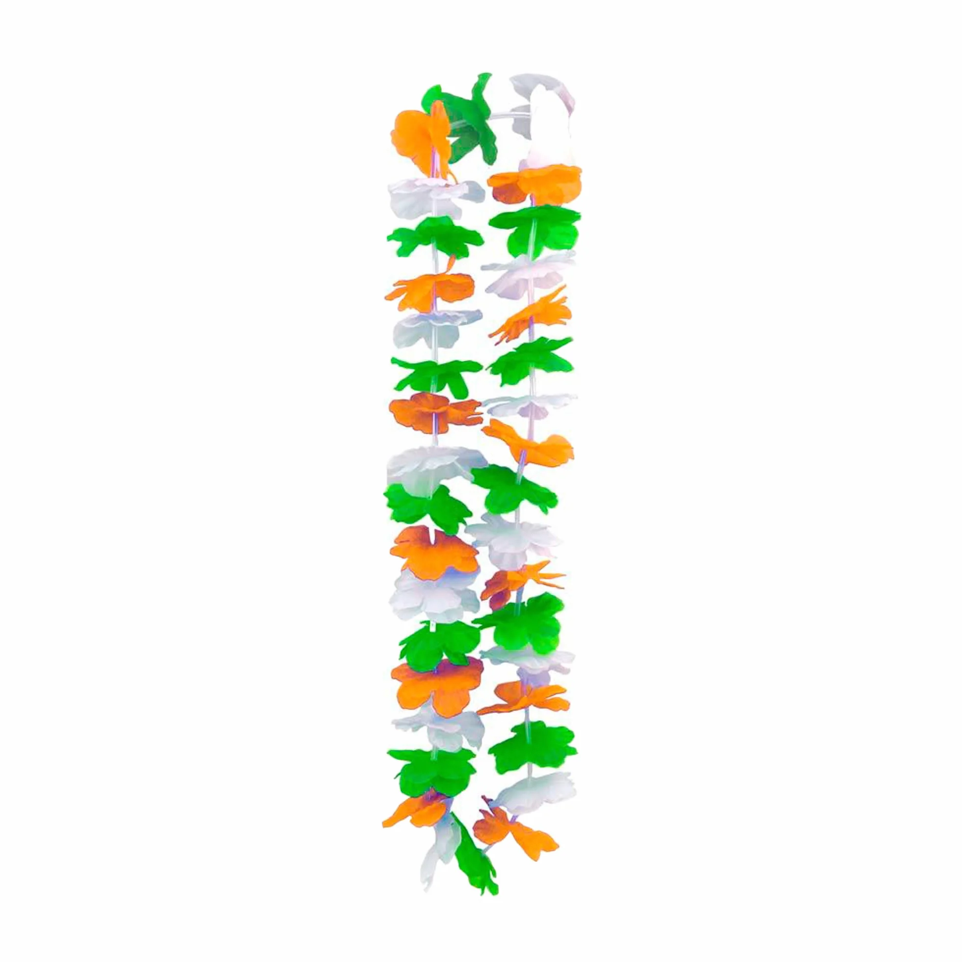 Collier Hawaïen Irlande Saint-Patrick - Collier de Fleurs Tricolore Vert Blanc Orange - Accessoire Fête Déguisement - Taille Unique Adulte Enfant - Idéal Supporter Rugby Soirée Thème