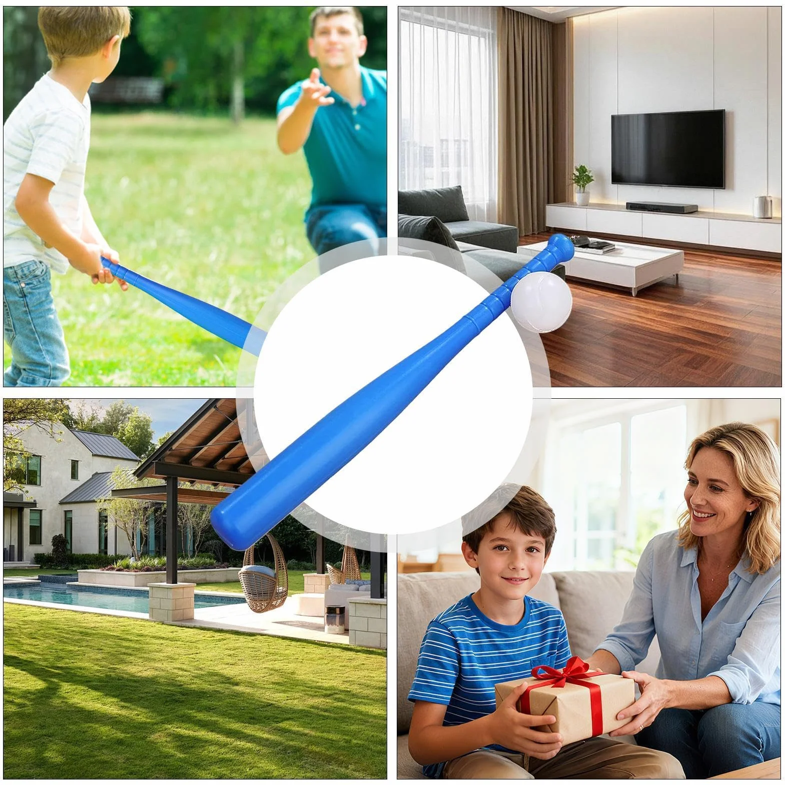 Batte de baseball en PVC avec poignée ergonomique pour l'entraînement - Jeu avec balle pour hommes, femmes, garçons