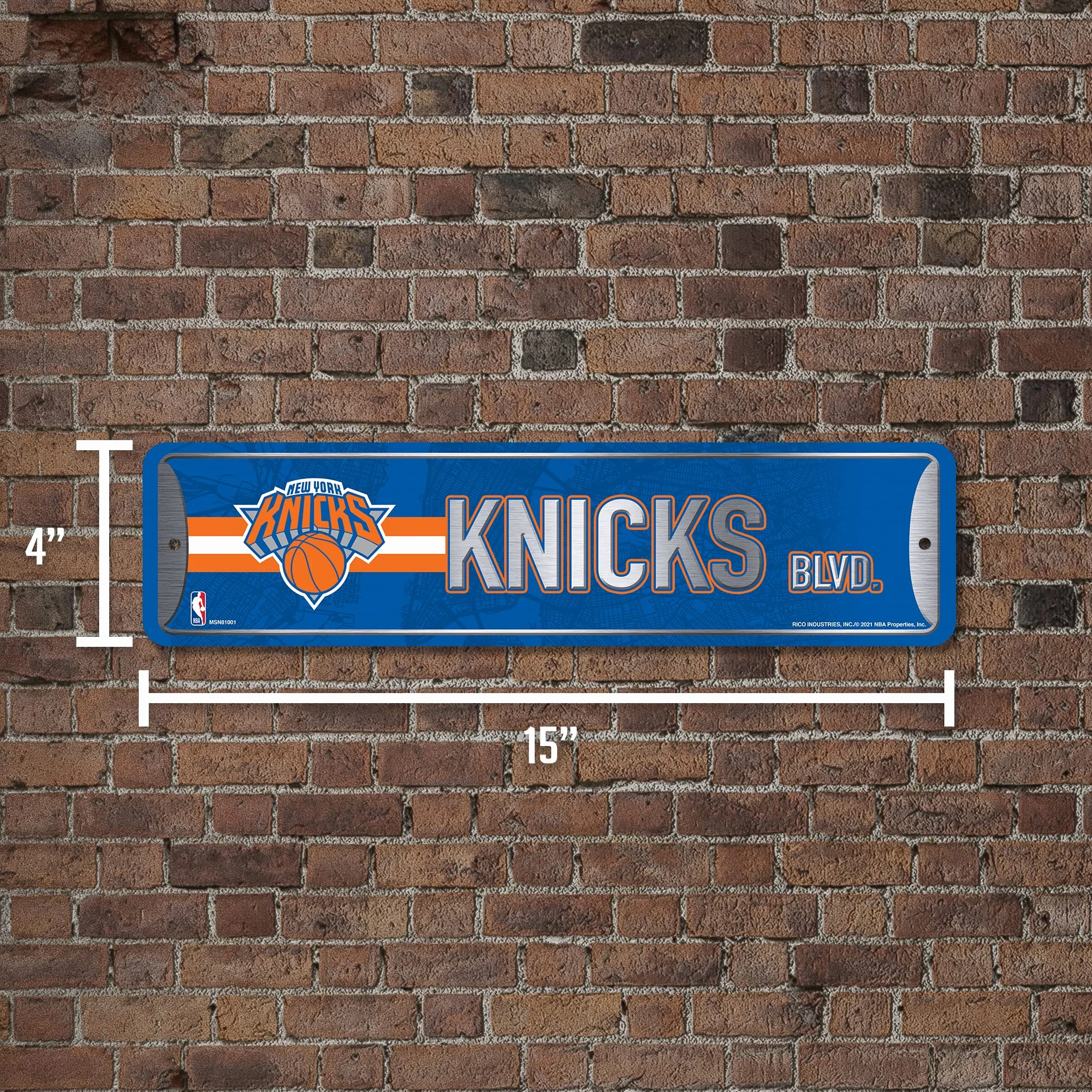 Rico Industries Plaque de rue NBA New York Knicks 10,2 x 38,1 cm