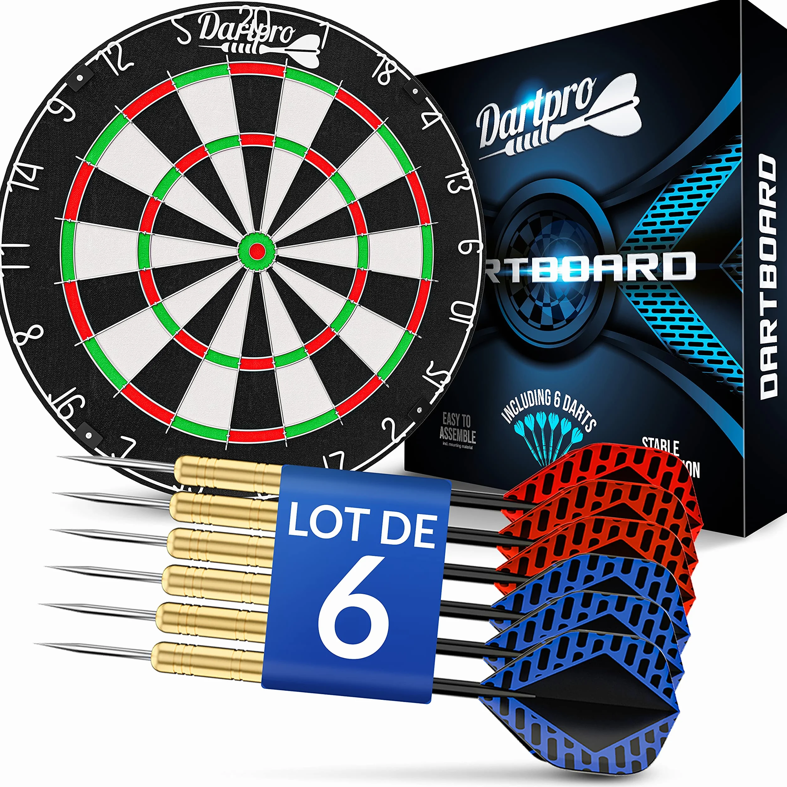 DartPro Jeu de fléchettes professionnel en sisal autorégénérant fils extra fins