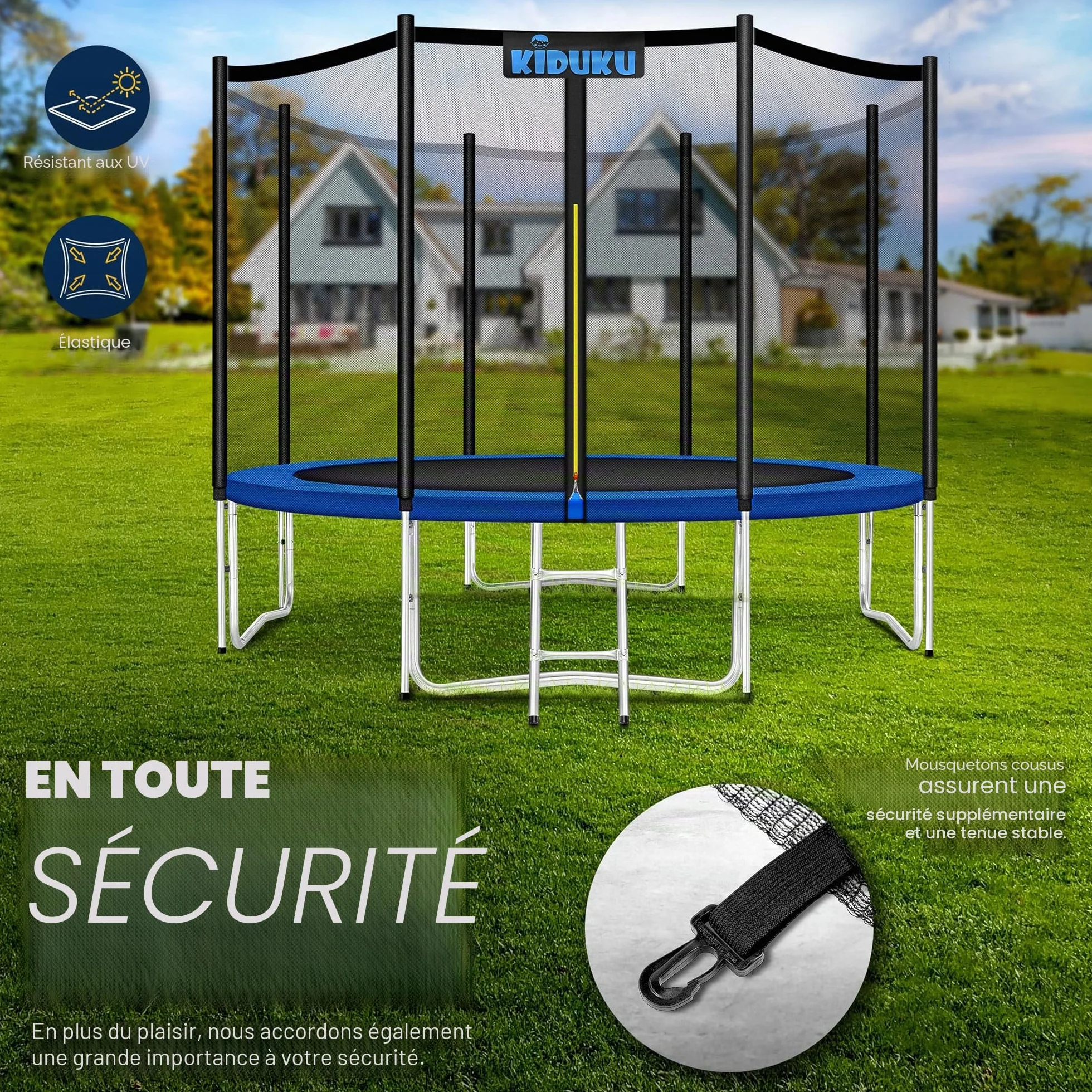 KIDUKU Filet de Remplacement pour Trampolines de Sécurité Ø 244-427 cm