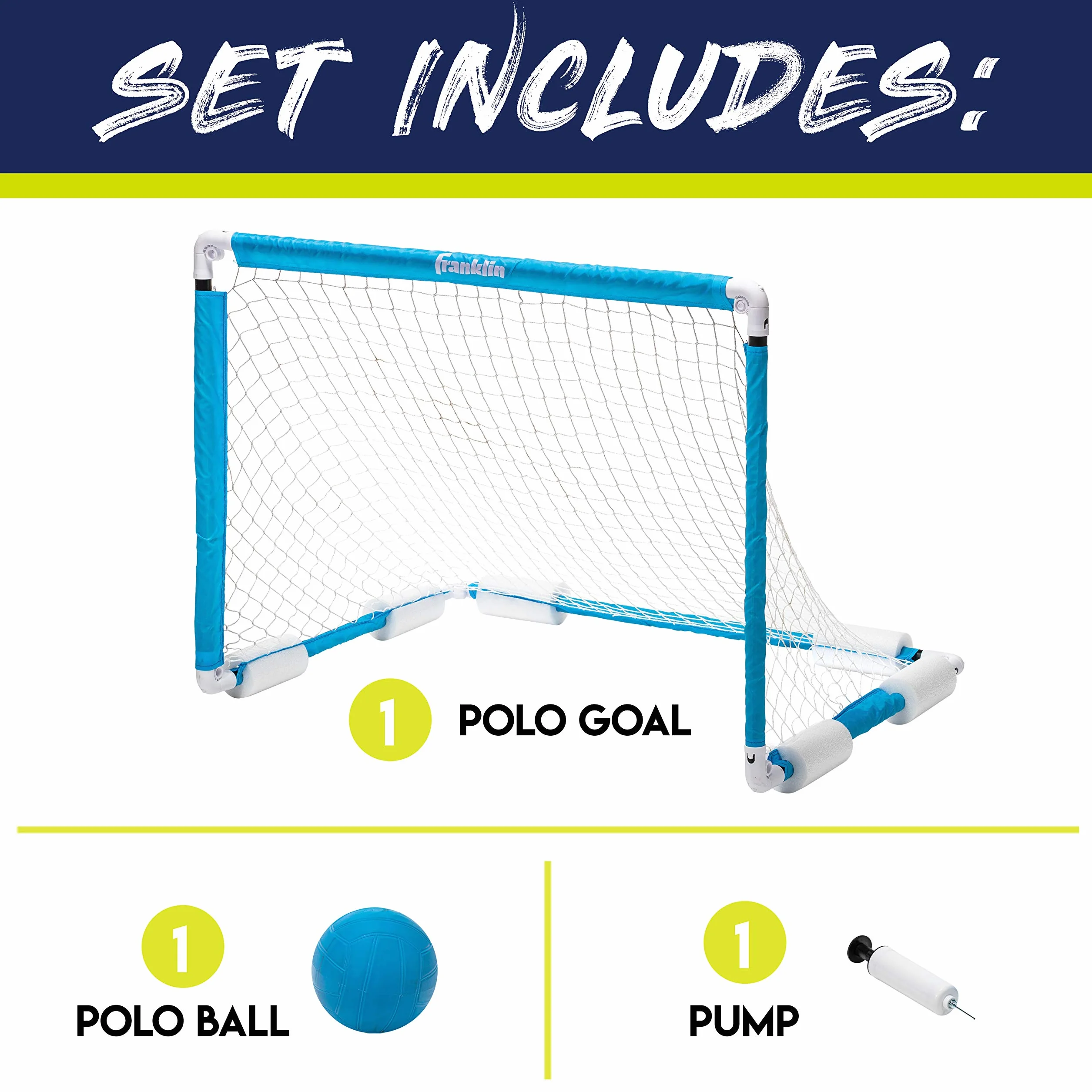 Franklin Sports Water Polo Goal Floating 40" x 30" Pool Goal with Ball
