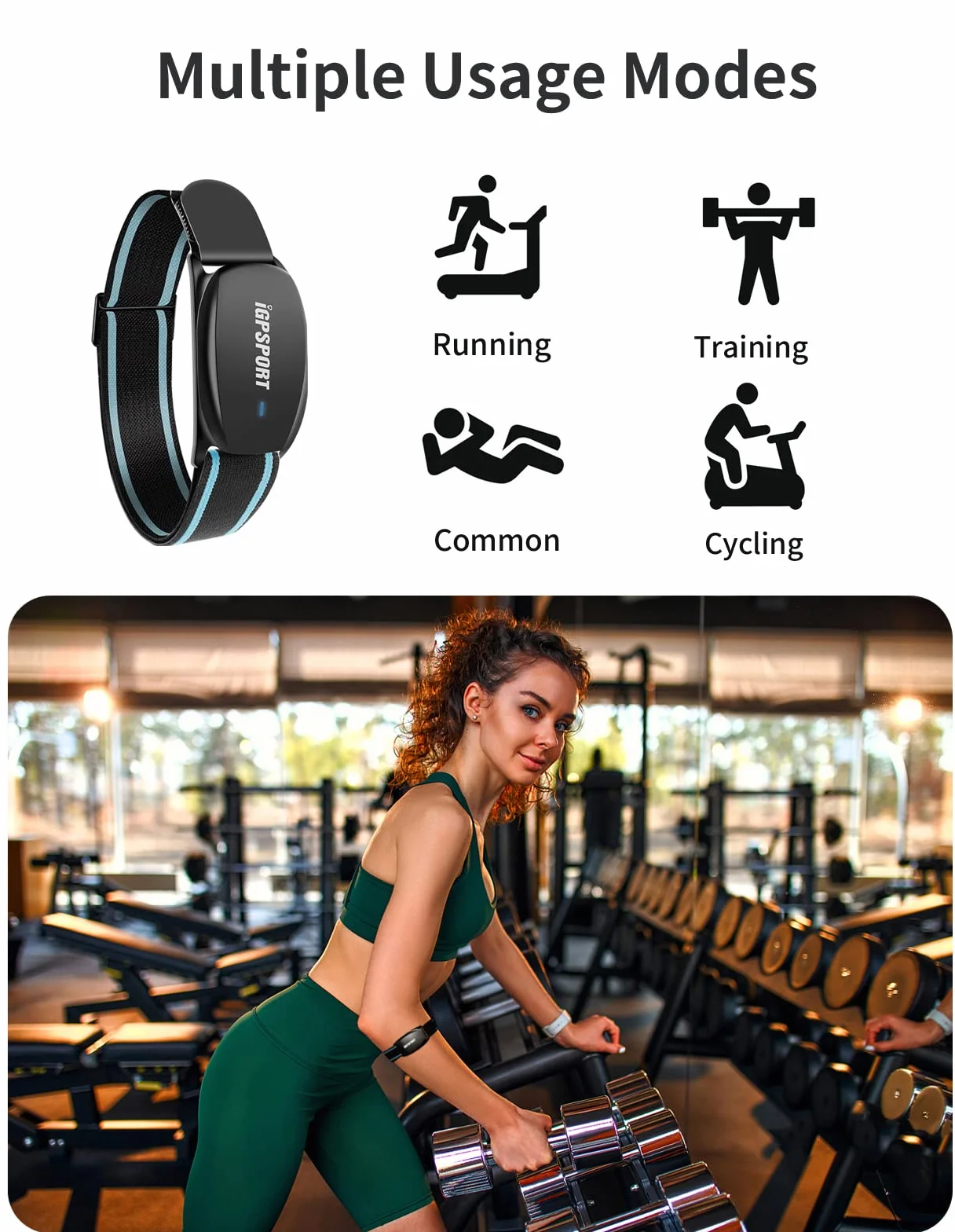 iGPSPORT HR70 Cardiofrequencemetre Bras IPX7 Étanche Bluetooth Ant+