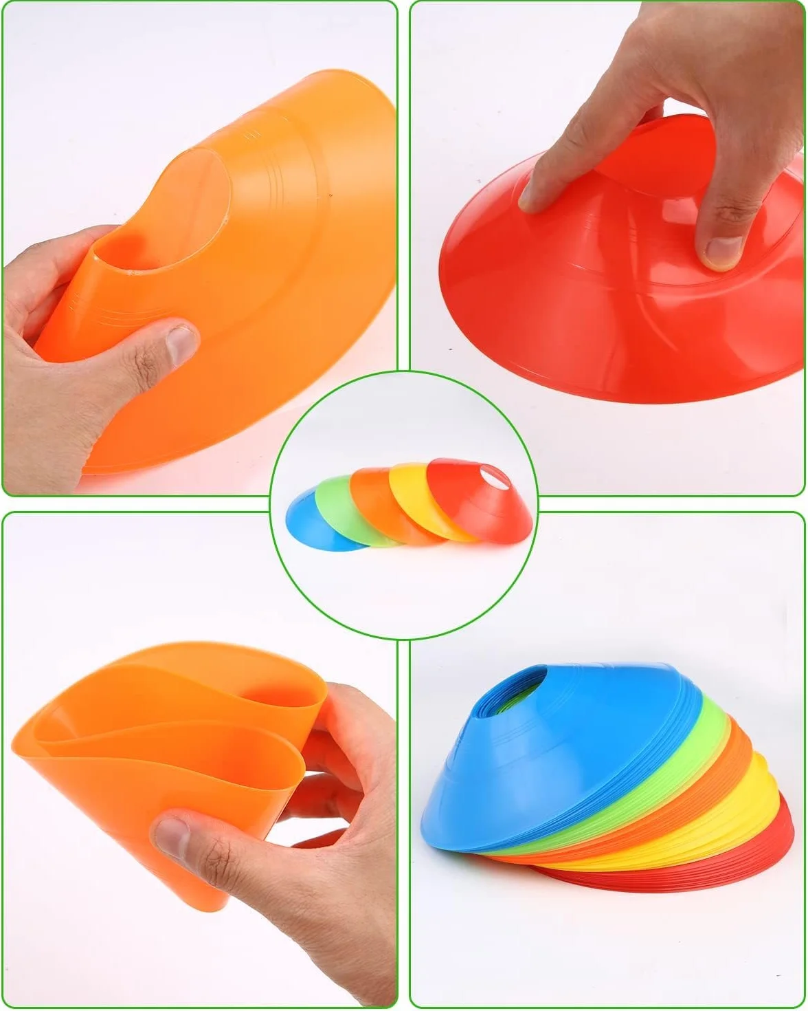 Plots Entrainement Football Cône Disque avec Support Rangement 50 Pcs