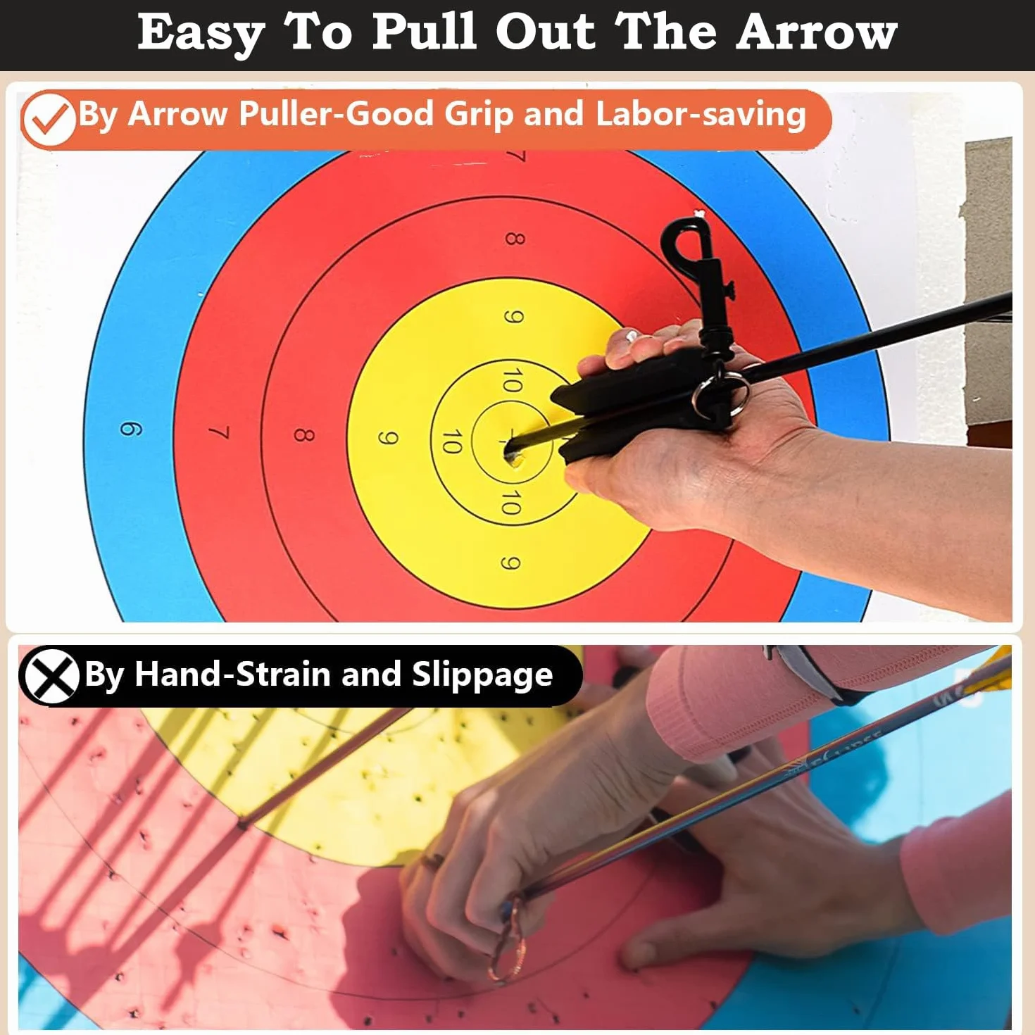 Tige de Tirage d'Arc en Silicone Antidérapante avec Porte-Clés Noir