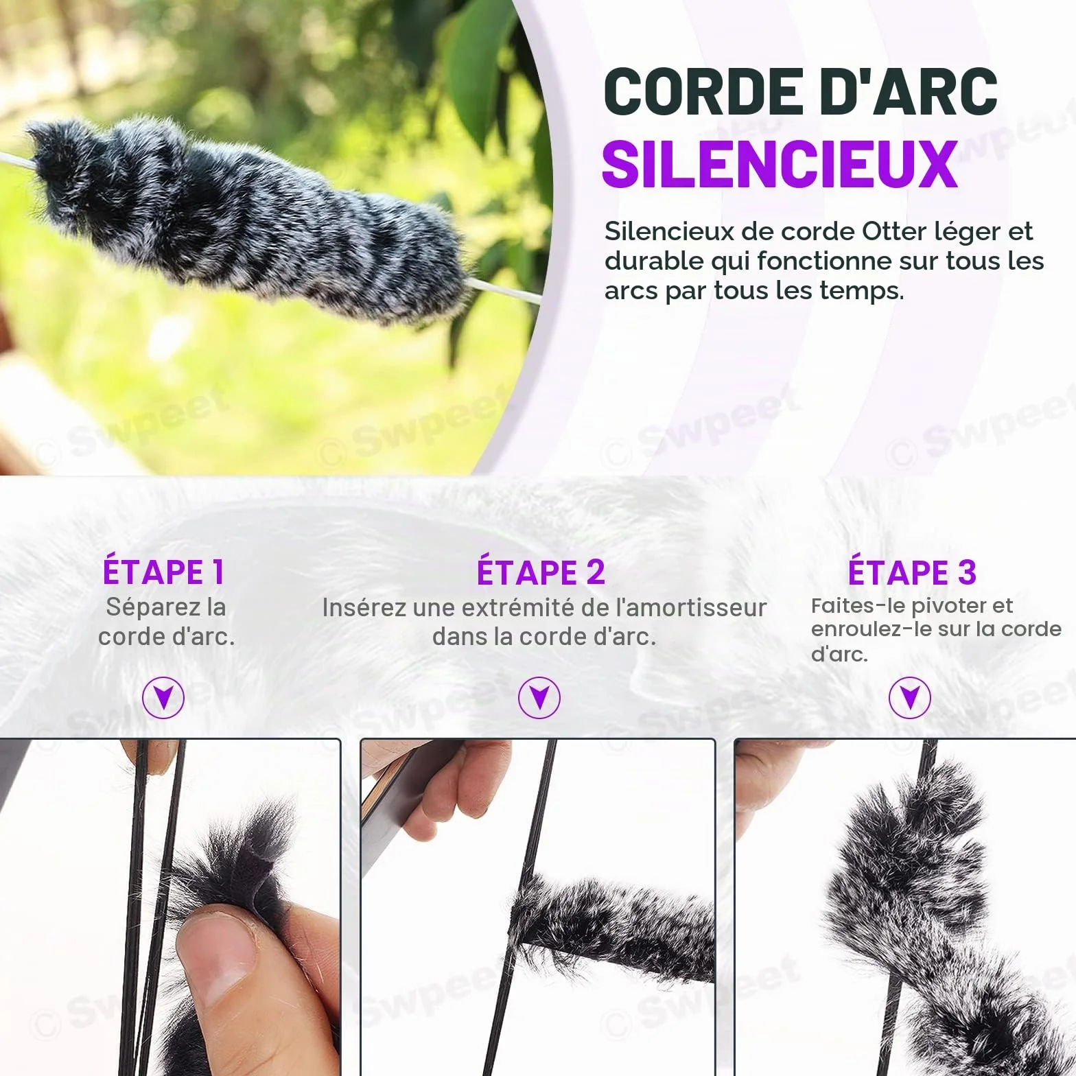 Kit de 17 pièces d'outils pour corde d'arc, pince à boucle, règle carrée en T, cire et silencieux