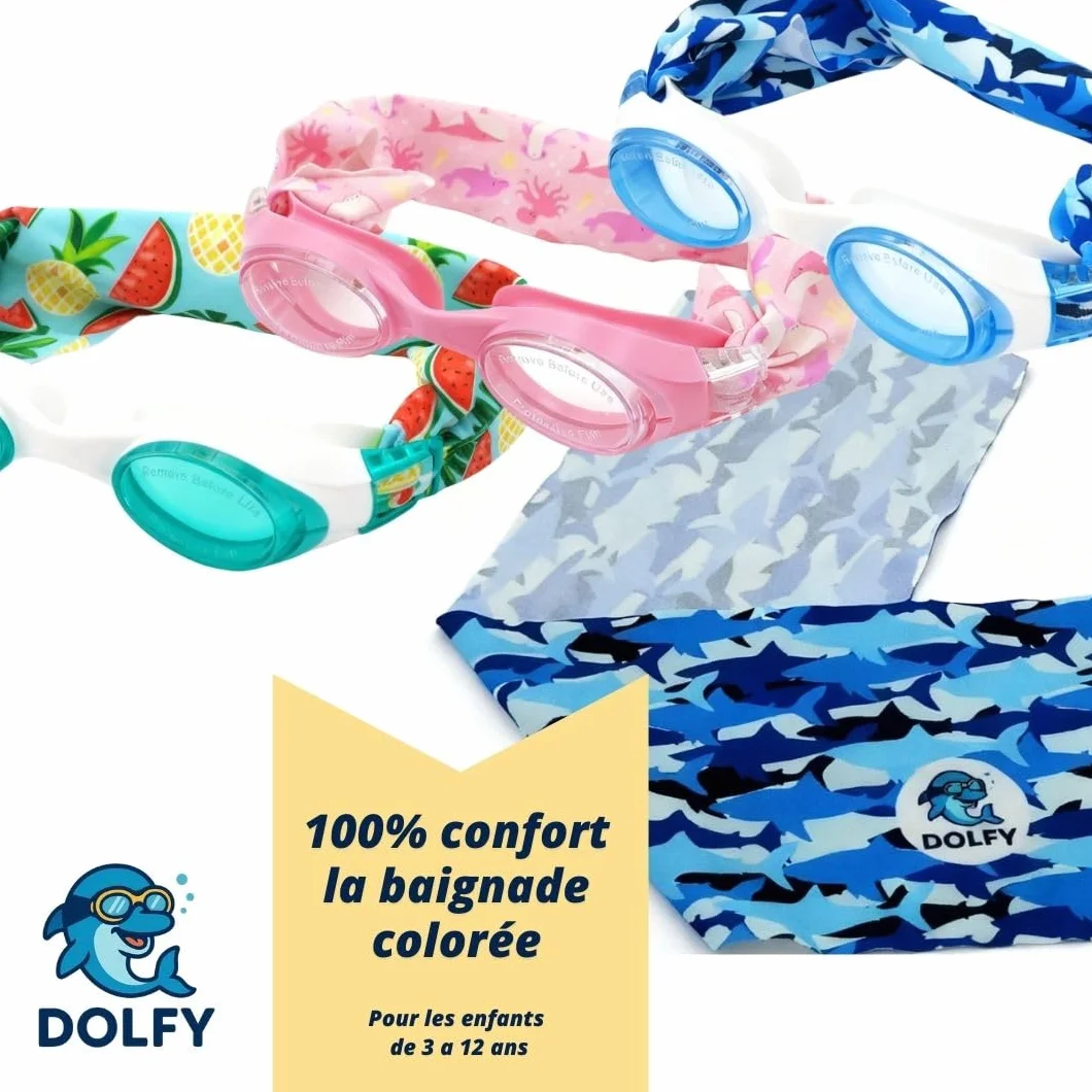 DOLFY Lunettes Piscine Enfant Fille Violet 3-12 Ans Anti-Buée Protection UV
