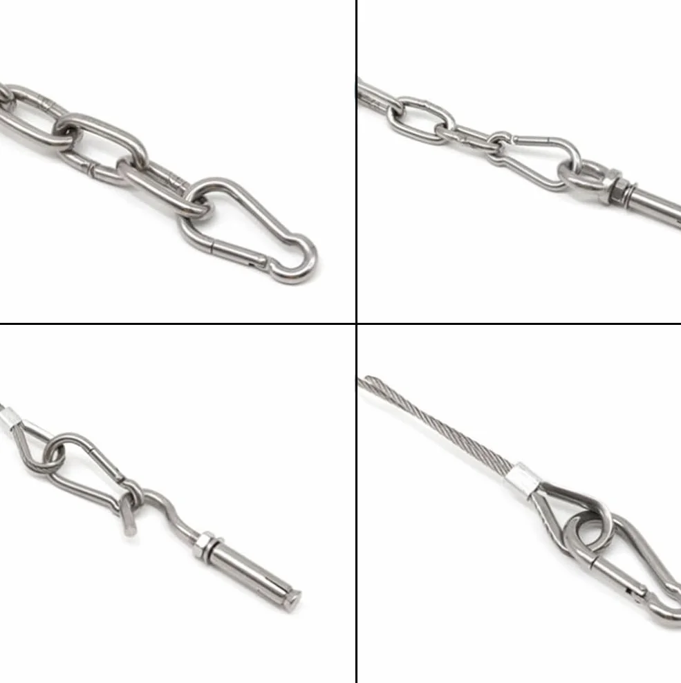 Mousquetons en Acier Inoxydable 304 M5 50 x 5 mm pour Porte-clés Camping Pêche Randonnée