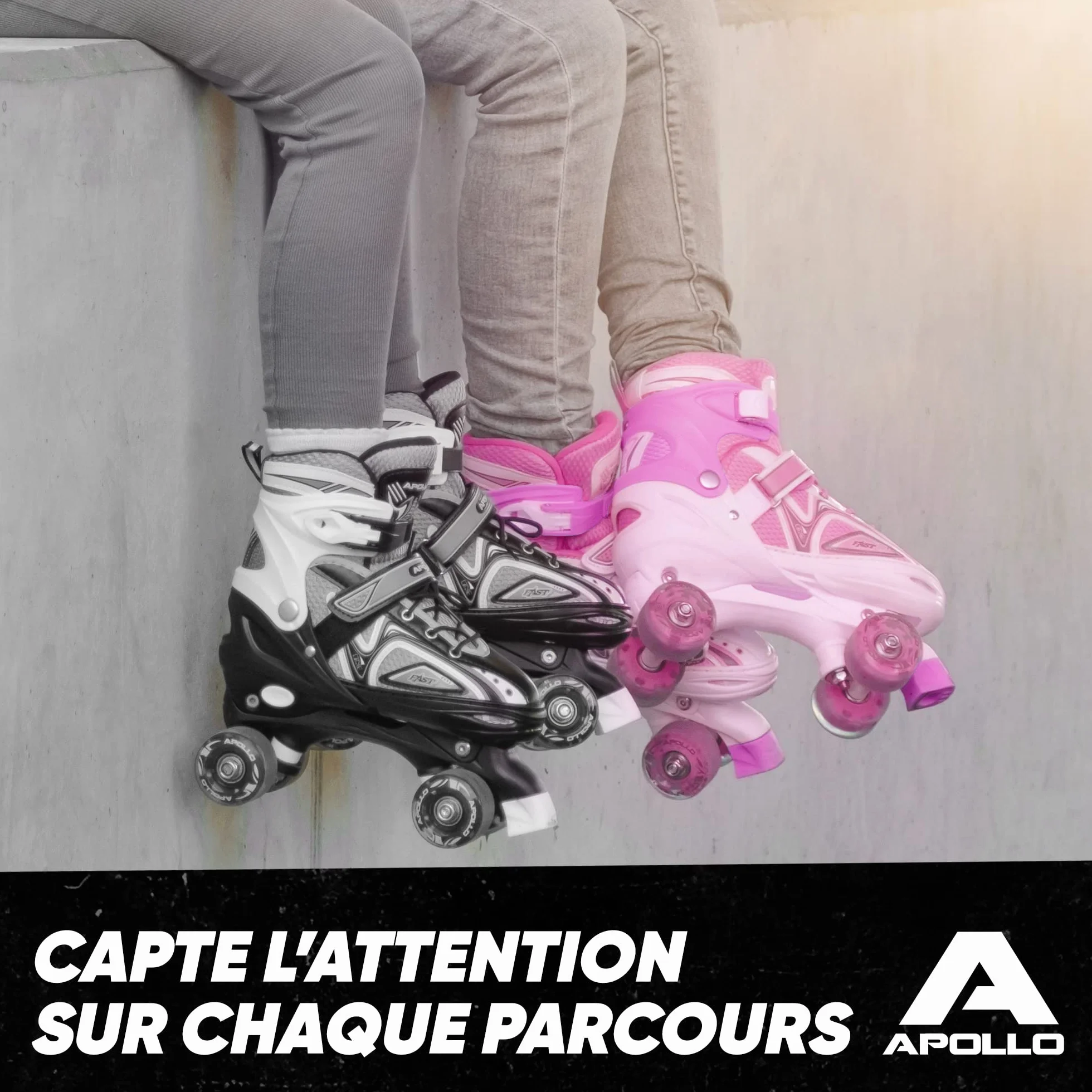 Apollo Super Quad X Pro Patins à roulettes LED Enfants Débutants
