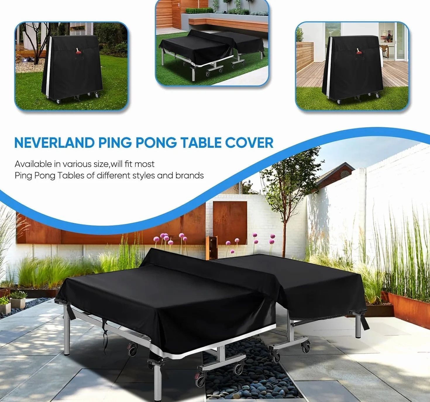 NEVERLAND Housse de Table de Ping-Pong Imperméable 165x70x185 cm Protection Extérieur Intérieur