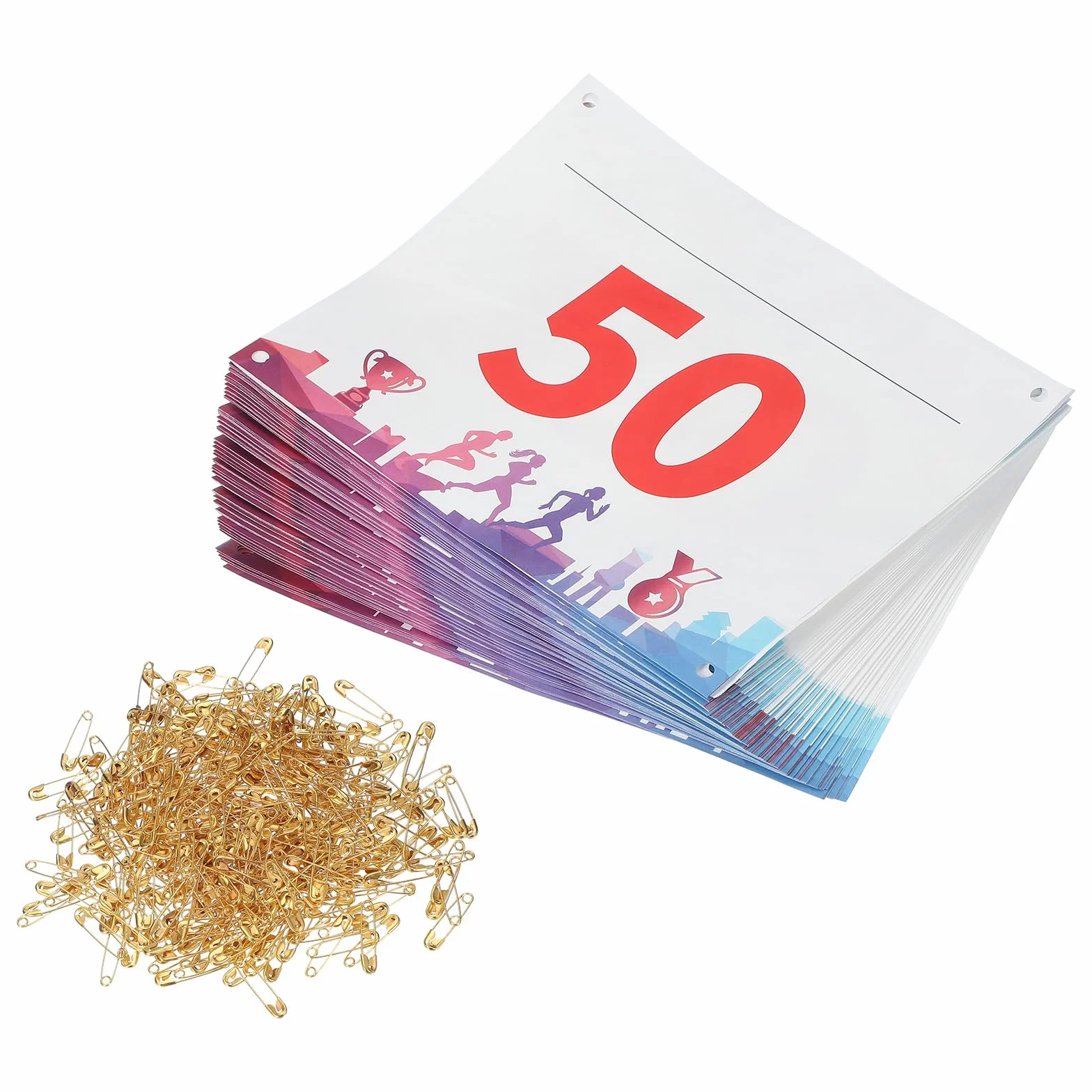 PATIKIL Numéros de Dossard de Course Indéchirables 7x6 Pouces 1-50 Médailles Imperméables avec Épingle de Sûreté