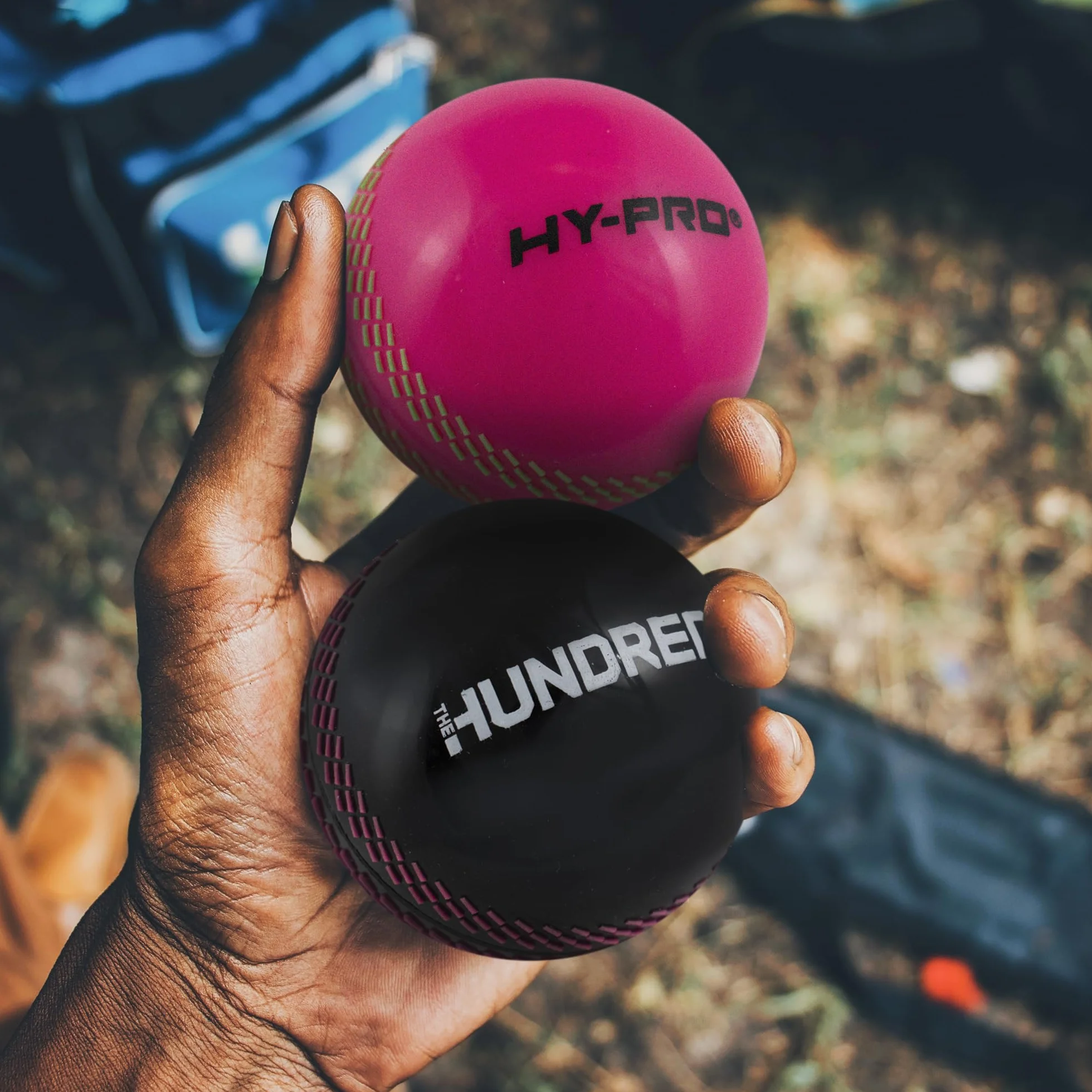 Hy-Pro Lot de 3 balles d'entraînement The Hundred Windball, vert, rose, noir, équipement de cricket