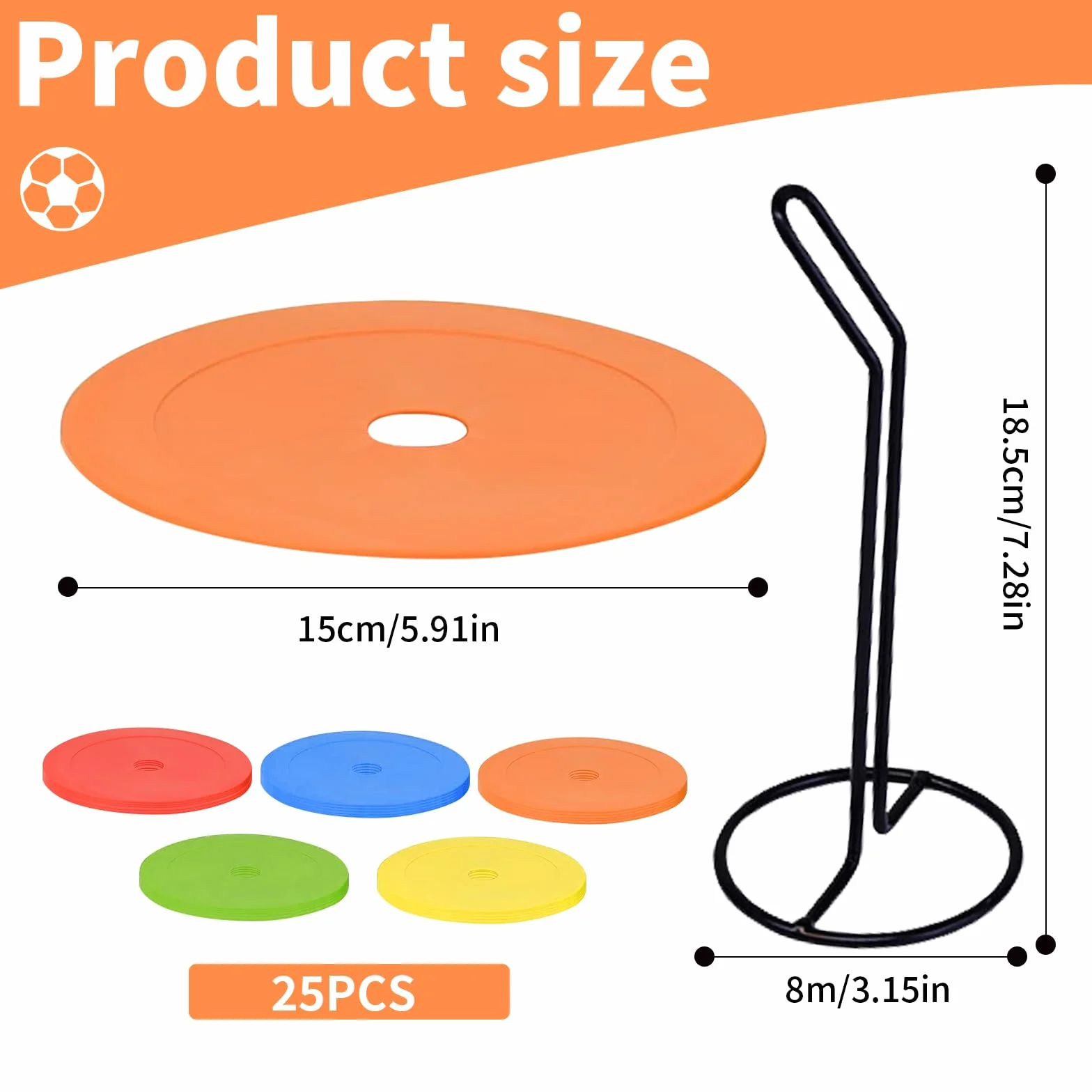 Disques De Marquage 25 Pièces Marqueurs Sol Football Antidérapants Diamètre 15 cm PE Flexible Entraînement D'Agilité Et De Vitesse