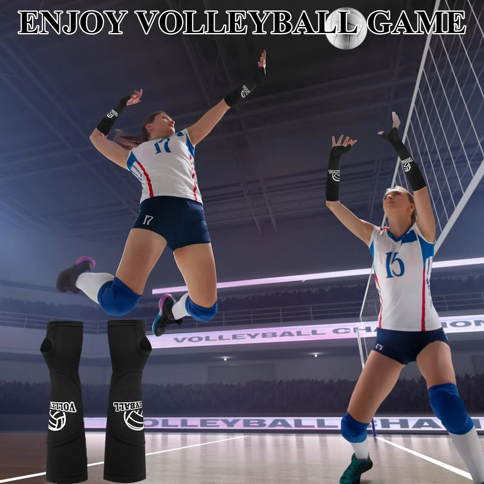 Protège-Bras de Volley-Ball pour Femmes, Manchon de Compression Volleyball avec Coudières, Accessoires d'Entraînement