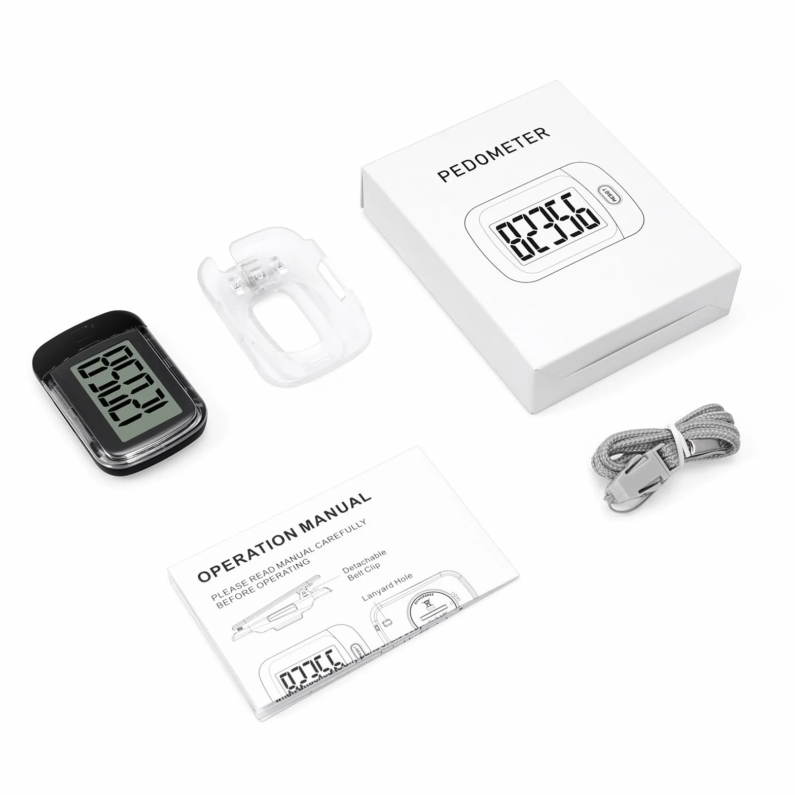 Podomètre de marche simple 3D portable rechargeable USB avec clip et cordon
