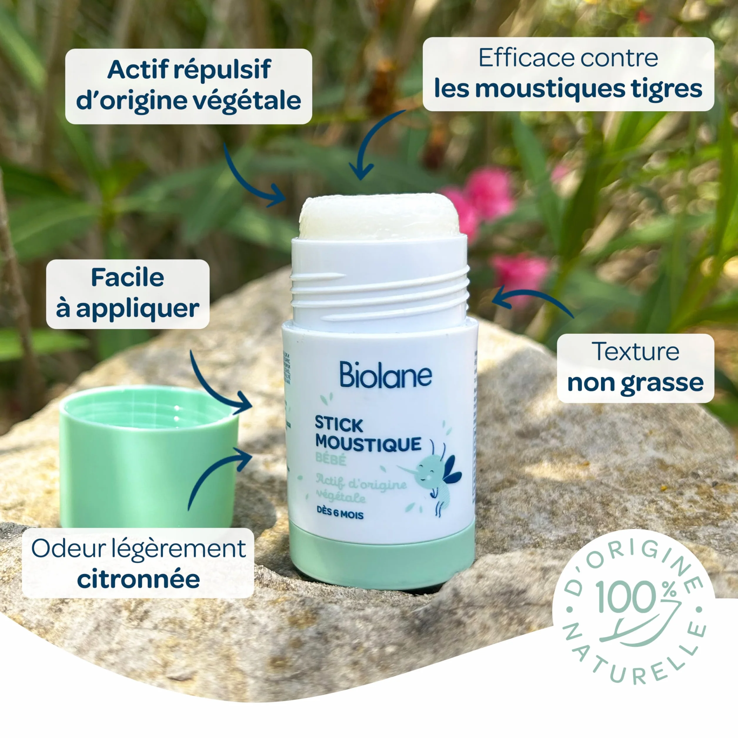 BIOLANE Stick moustique Bébé 20ml Dès 6 mois Fabriqué en France