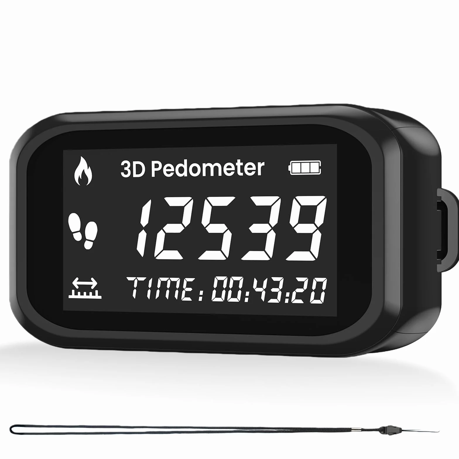 GBKDQQ Podomètre 3D précis avec clip de porte-clés, écran LCD suivi des pas marche course randonnée