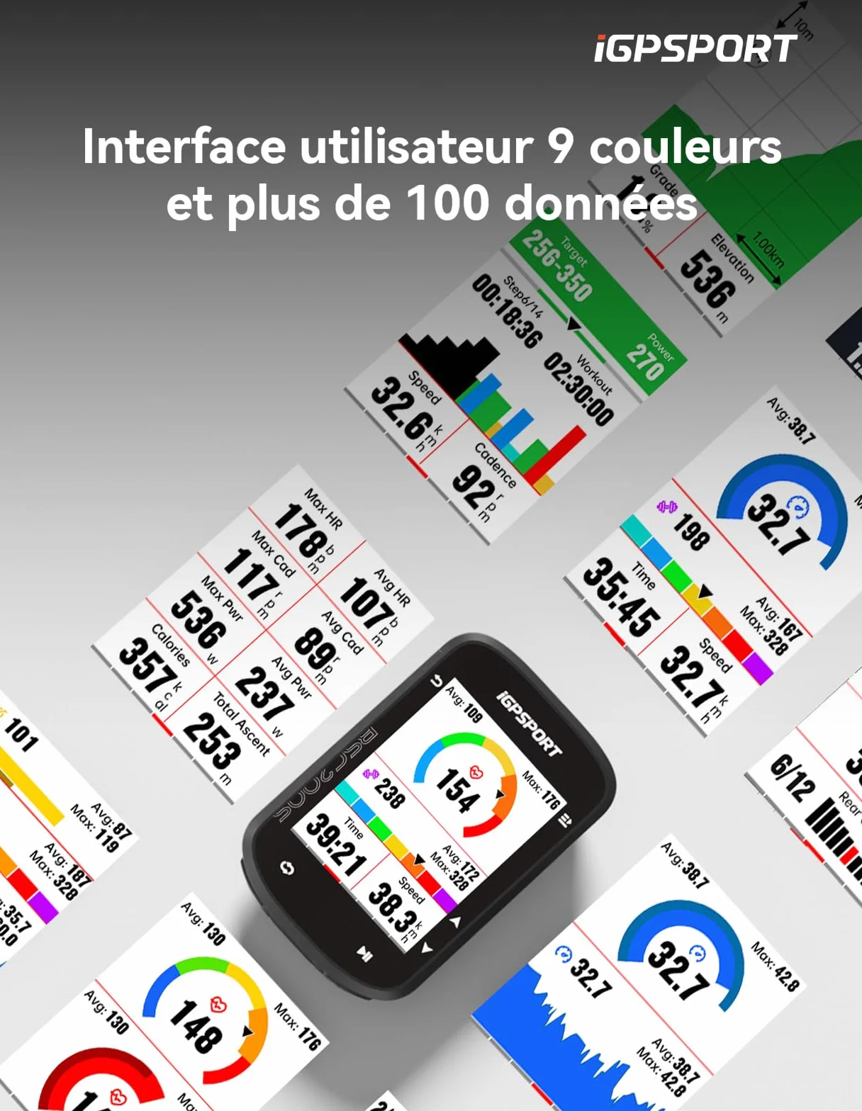 iGPSPORT BSC200S Compteur Velo GPS sans Fil 2.4" Écran Couleur Navigation Routière 100 Données