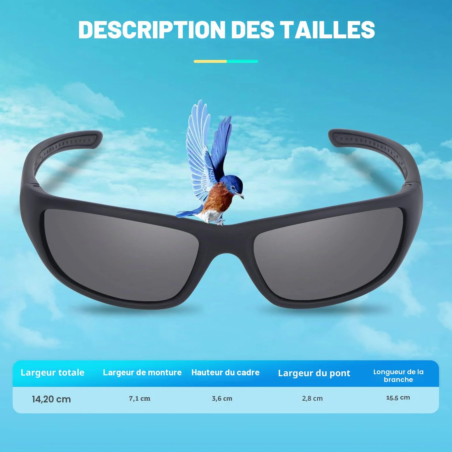 Duduma Lunettes de Soleil Polarisées Sports Ski Conduite Golf Cyclisme Tr8116